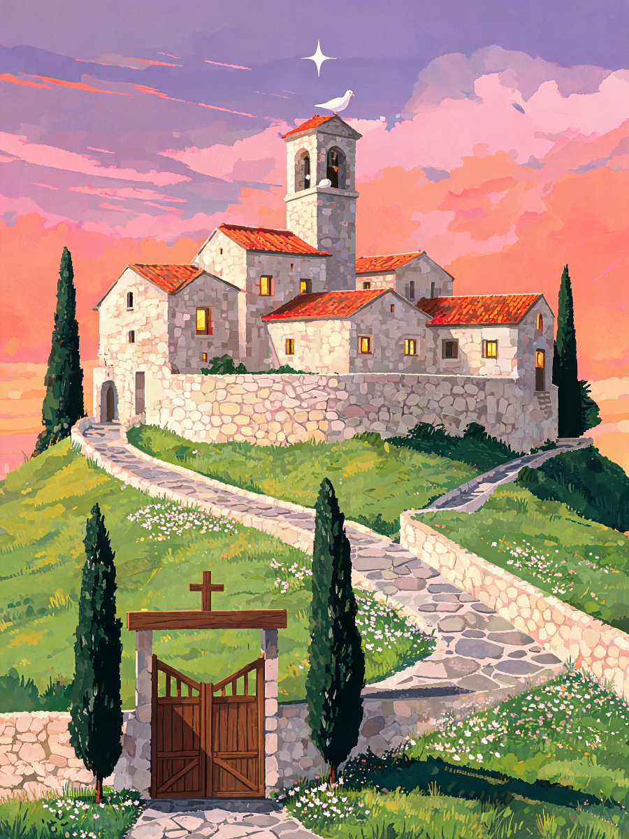 Hilltop Monastery Tiles - Escape by Numbers