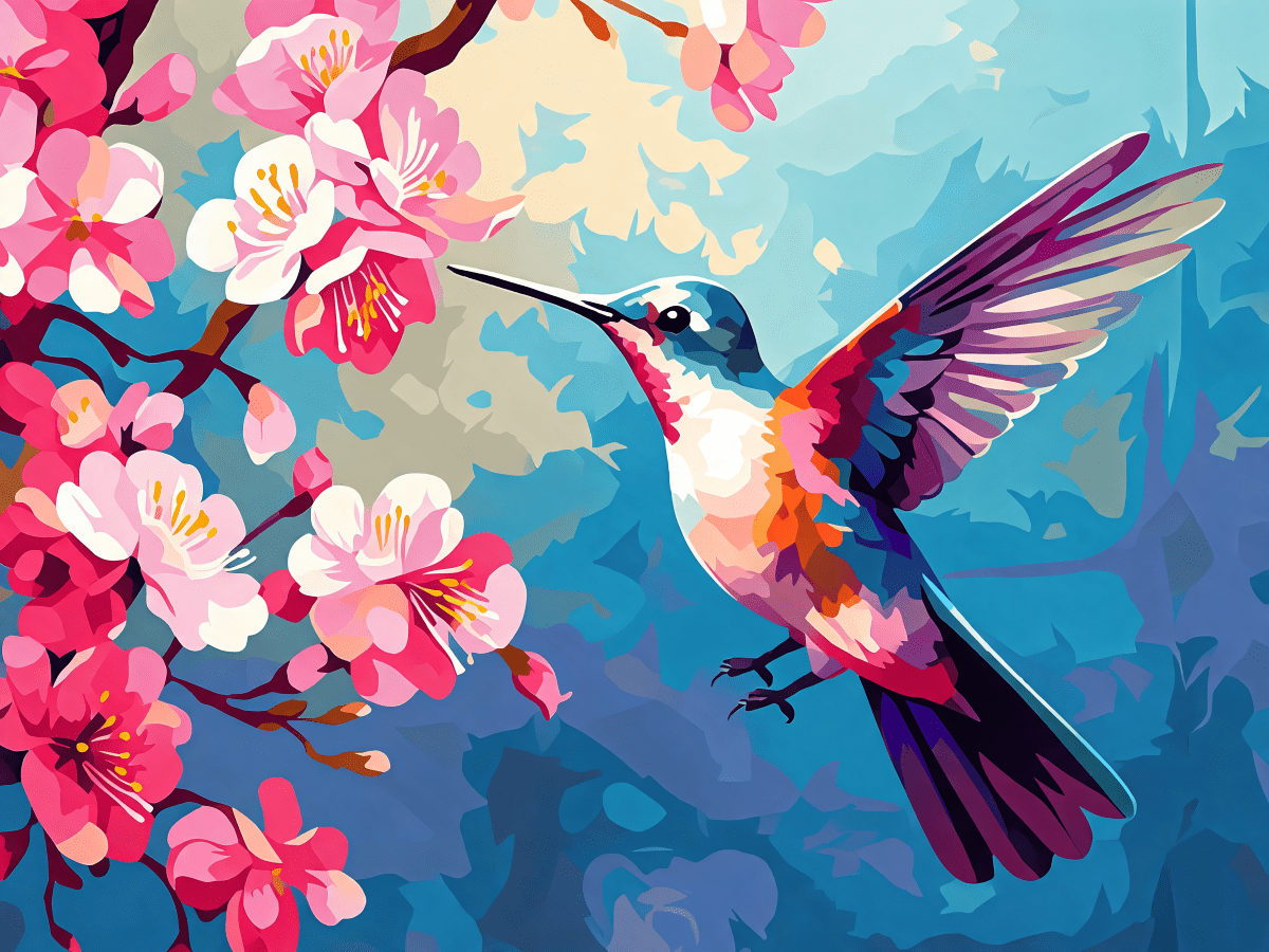 Hummingbird Blossoms - Escape by Numbers