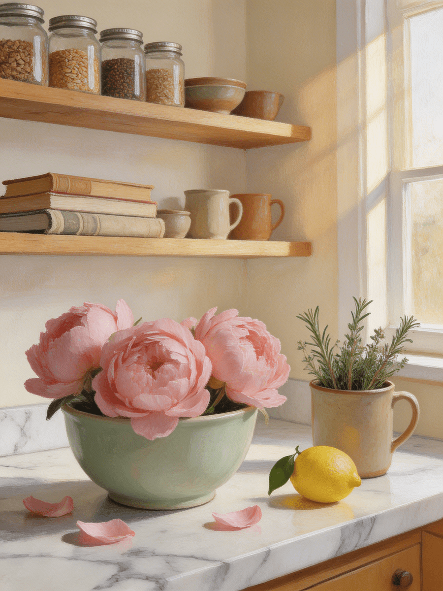 Kitchen Counter Peonies - Escape by Numbers