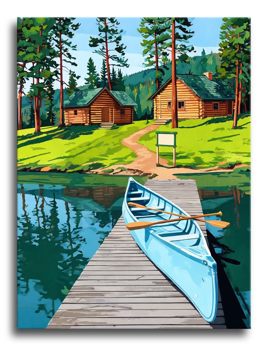 Lakeside Cabin Dawn - Escape by Numbers