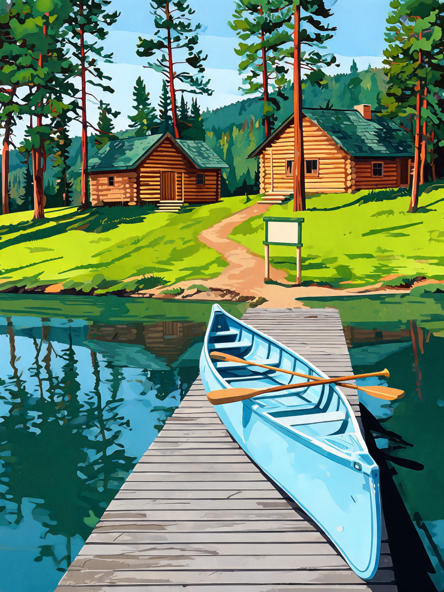 Lakeside Cabin Dawn - Escape by Numbers