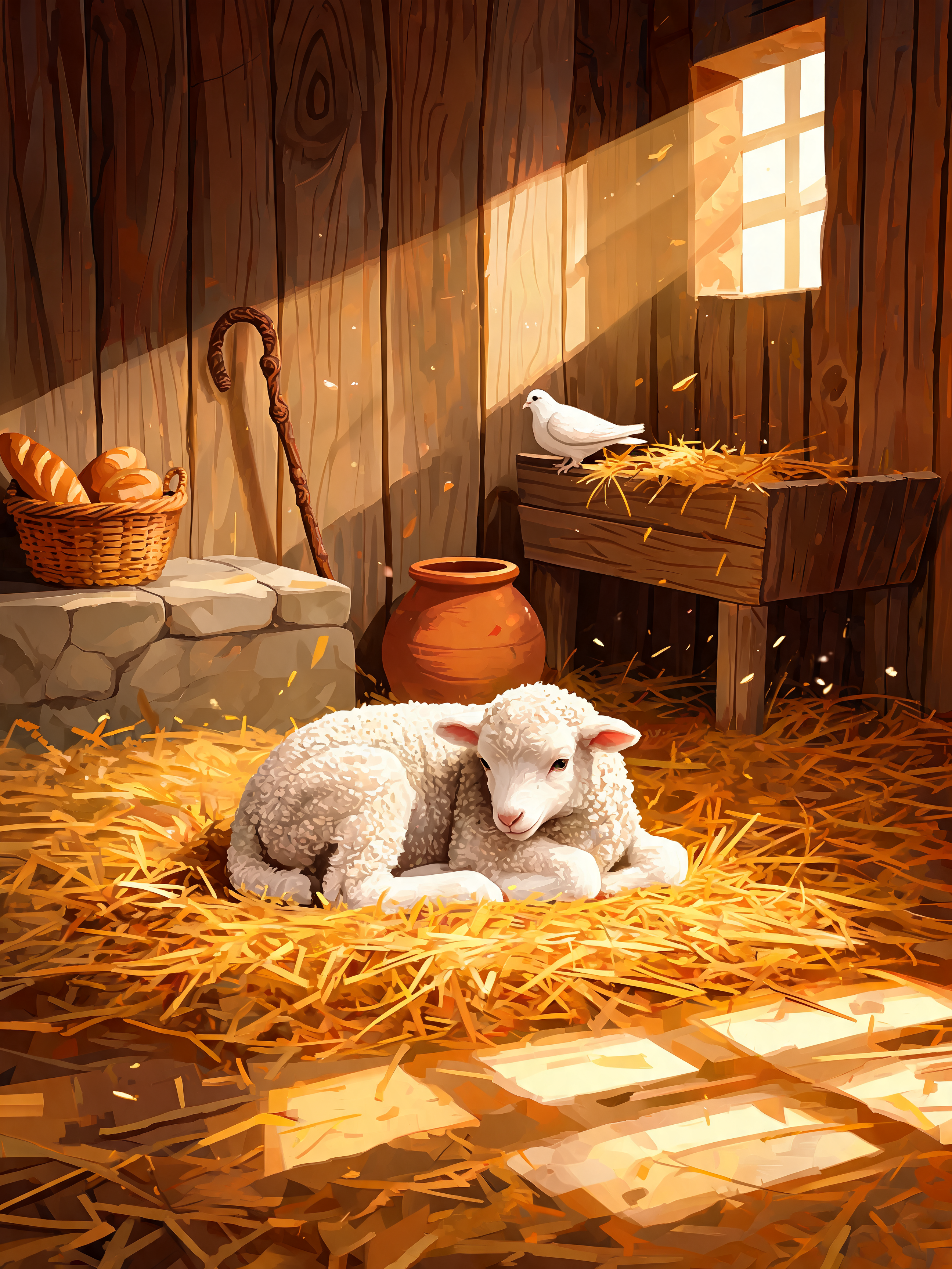 Lamb On Golden Straw