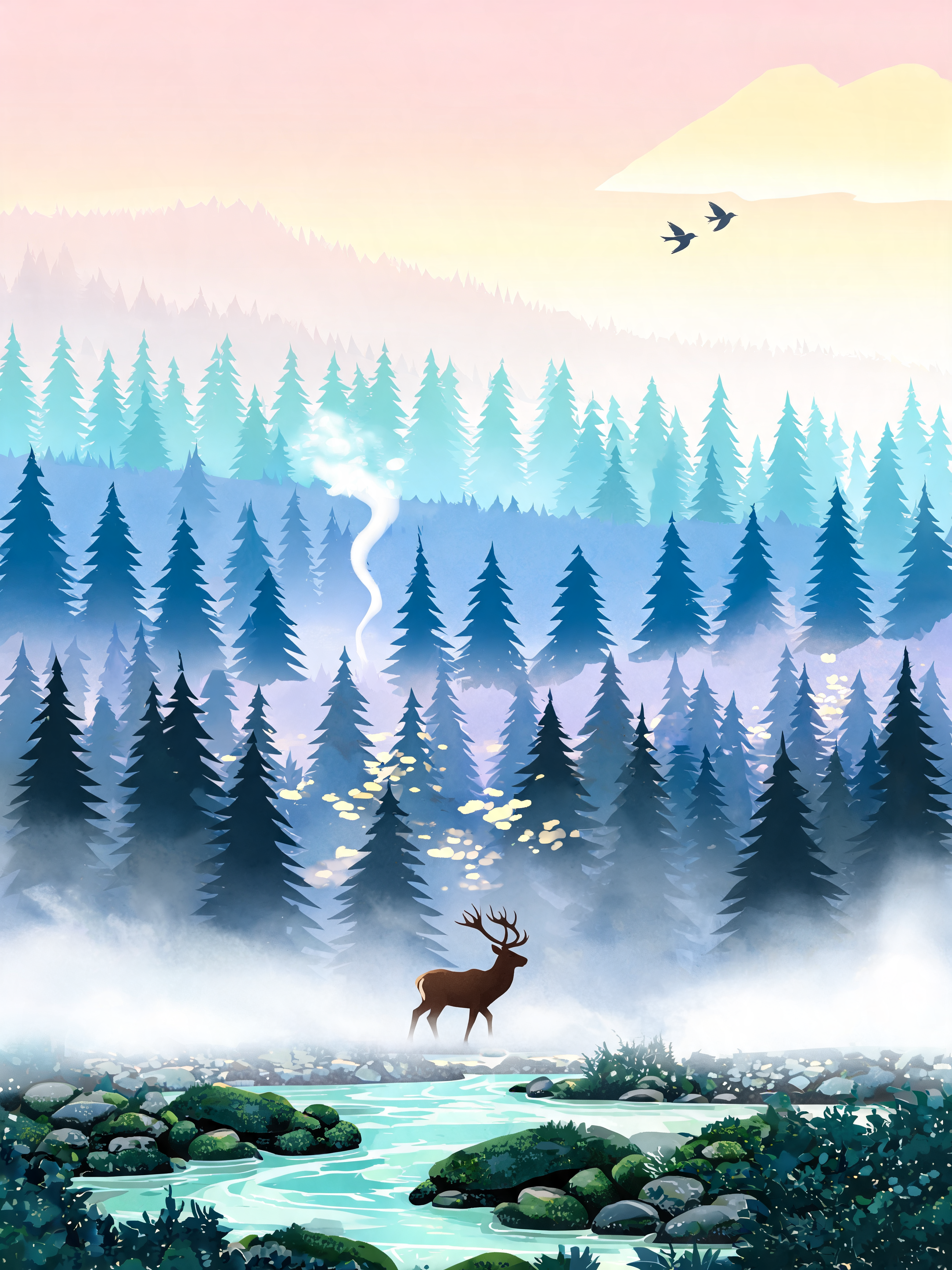 Misty Cedar Forest Layers