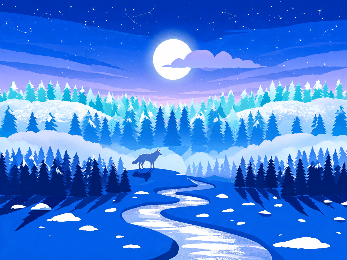 Moonlit Pine Forest Layers - Escape by Numbers