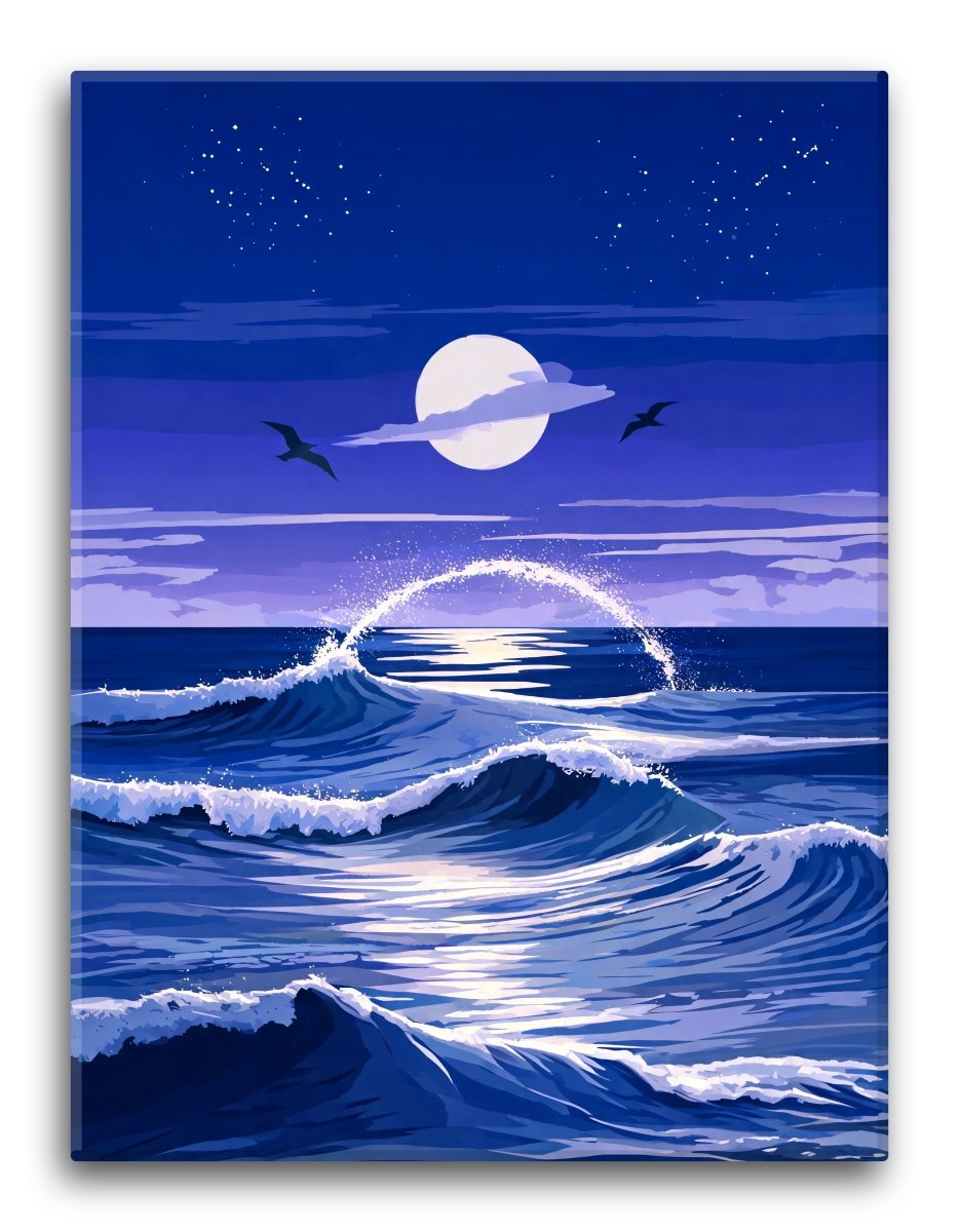 Moonlit Wave Tide Pattern - Escape by Numbers