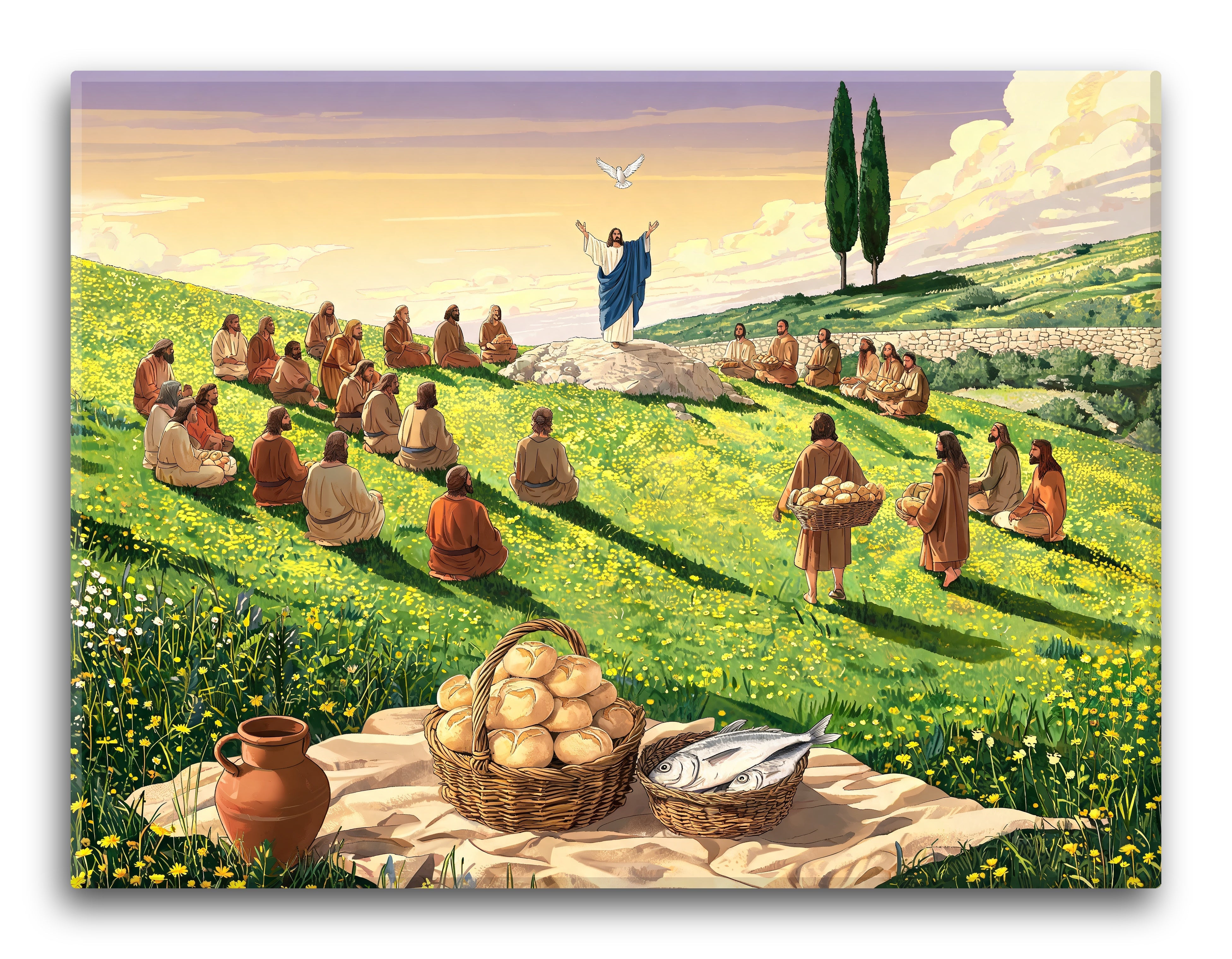 Multitude Seated On Grass