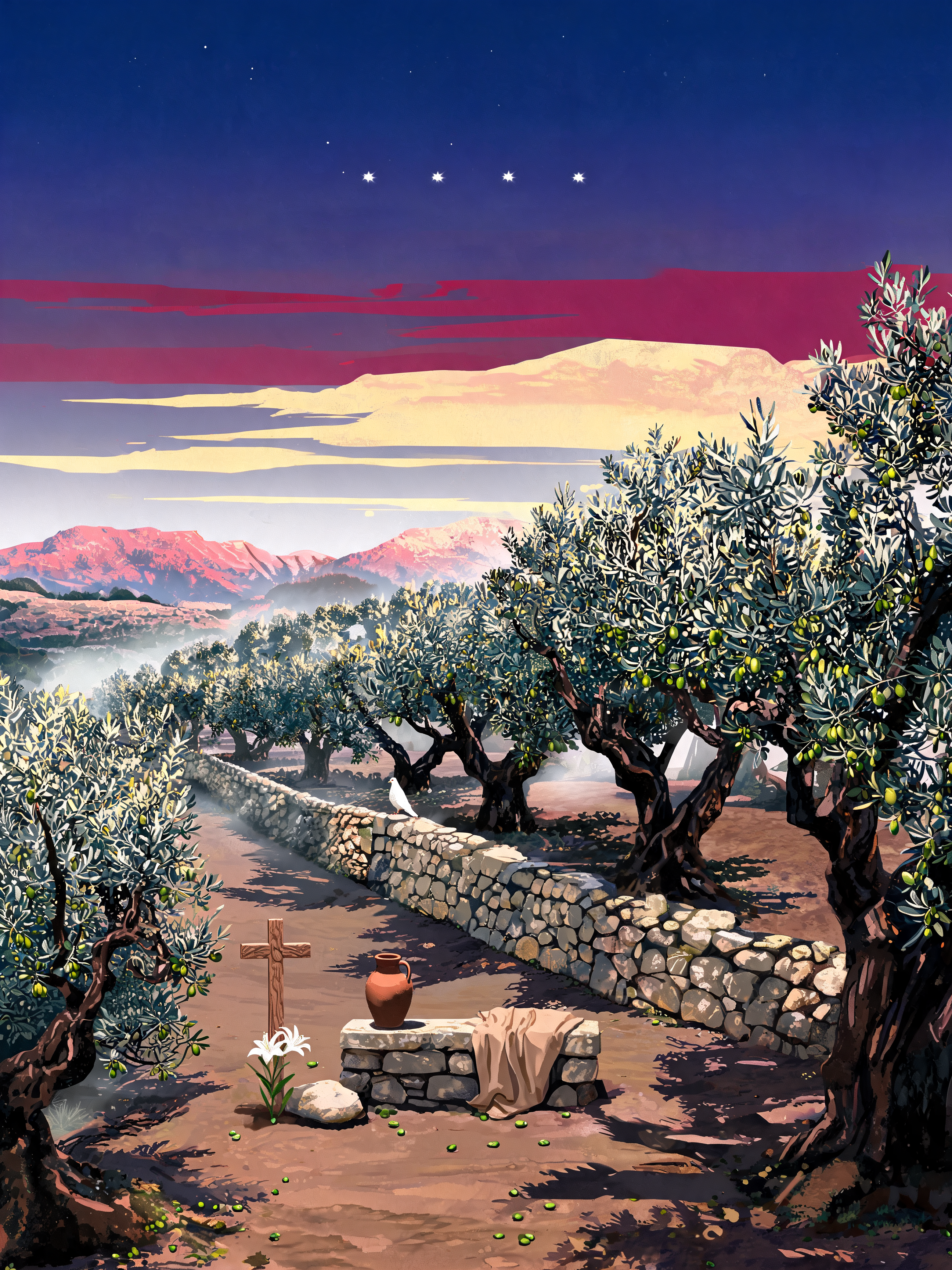 Olive Hillside Dawn