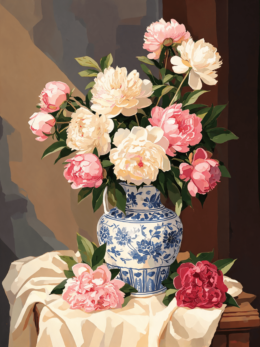 Porcelain Peony Vase - Escape by Numbers