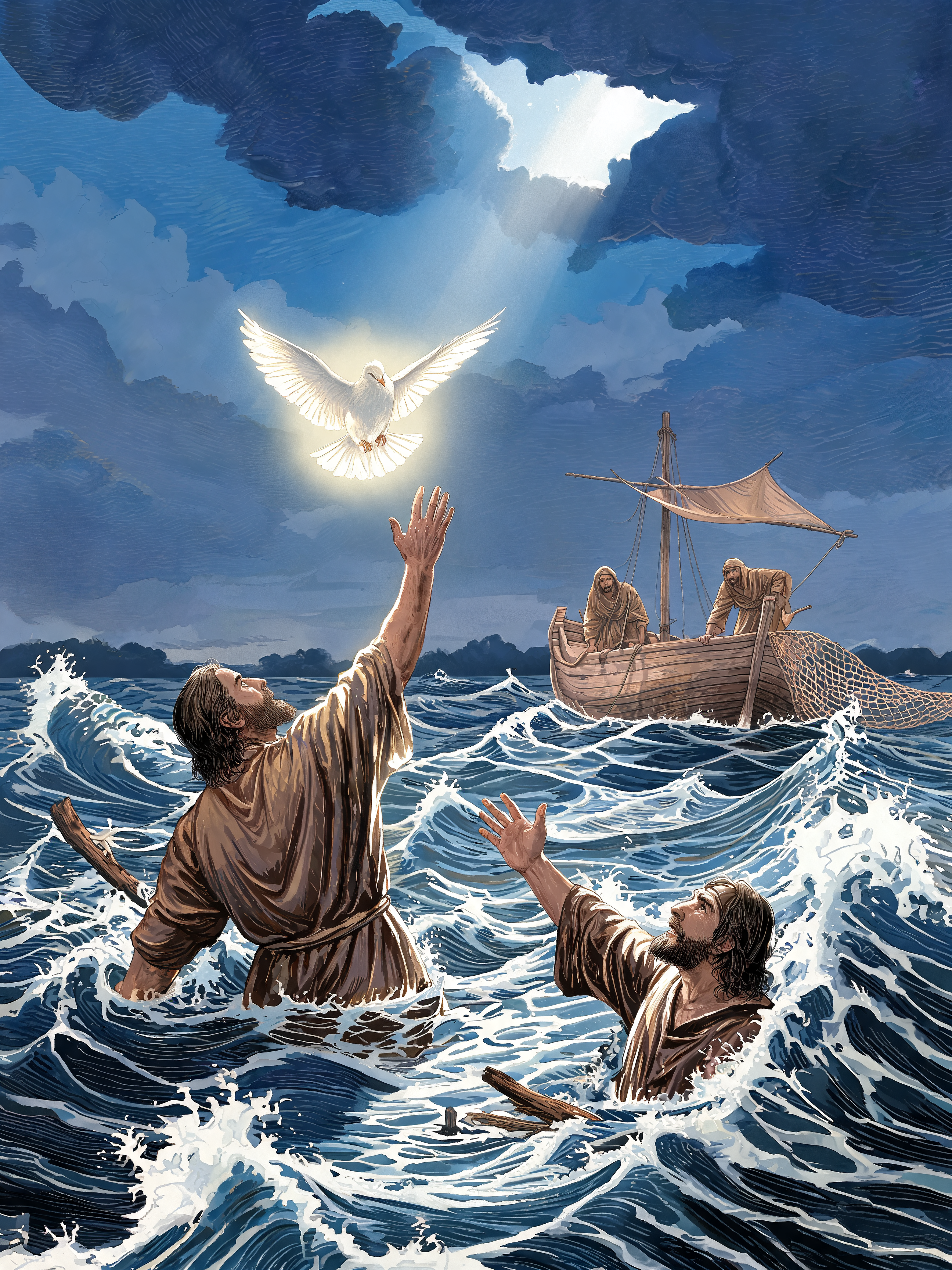Reaching Hand Above Waves