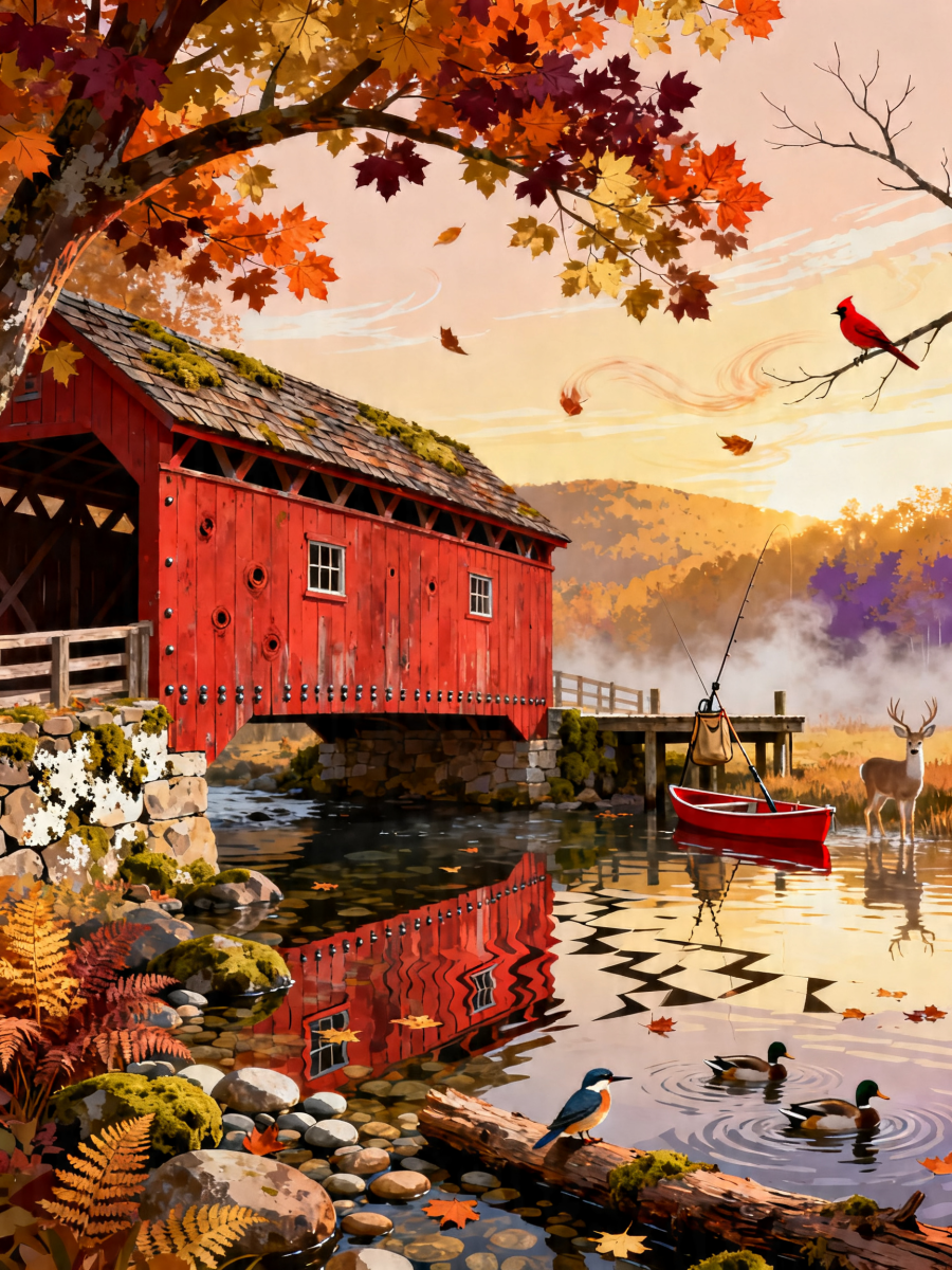 Red Covered Bridge - Escape by Numbers