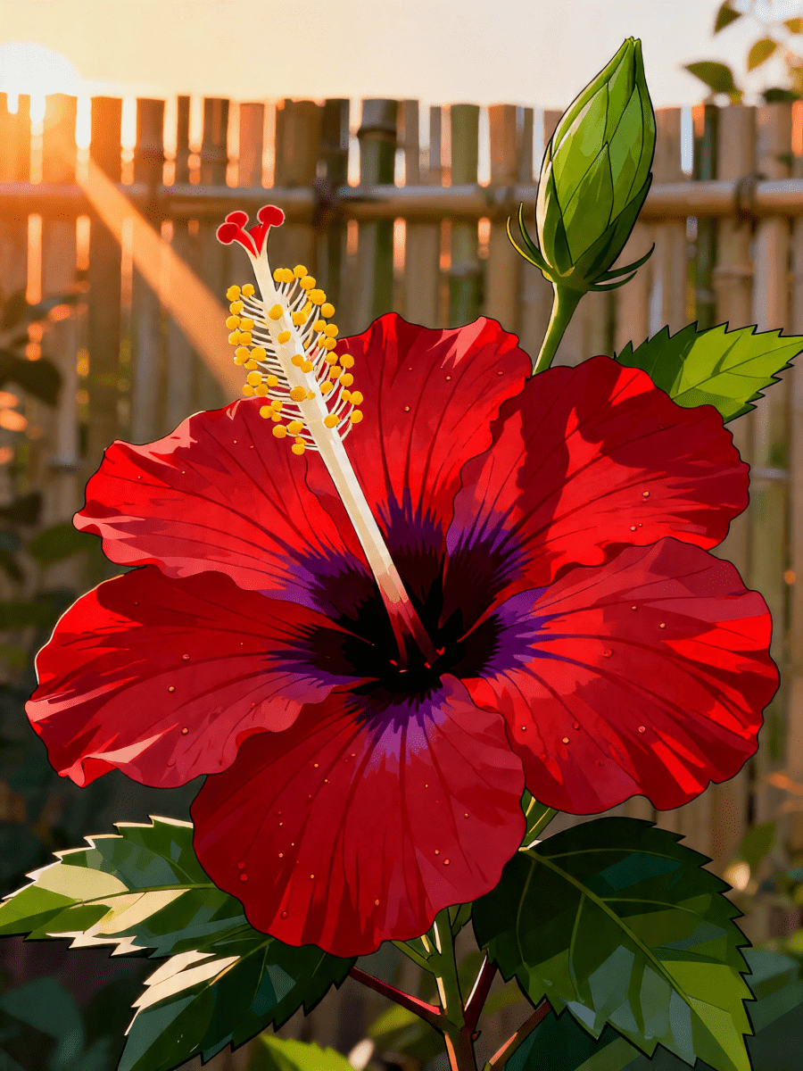 Red Hibiscus Morning - Escape by Numbers