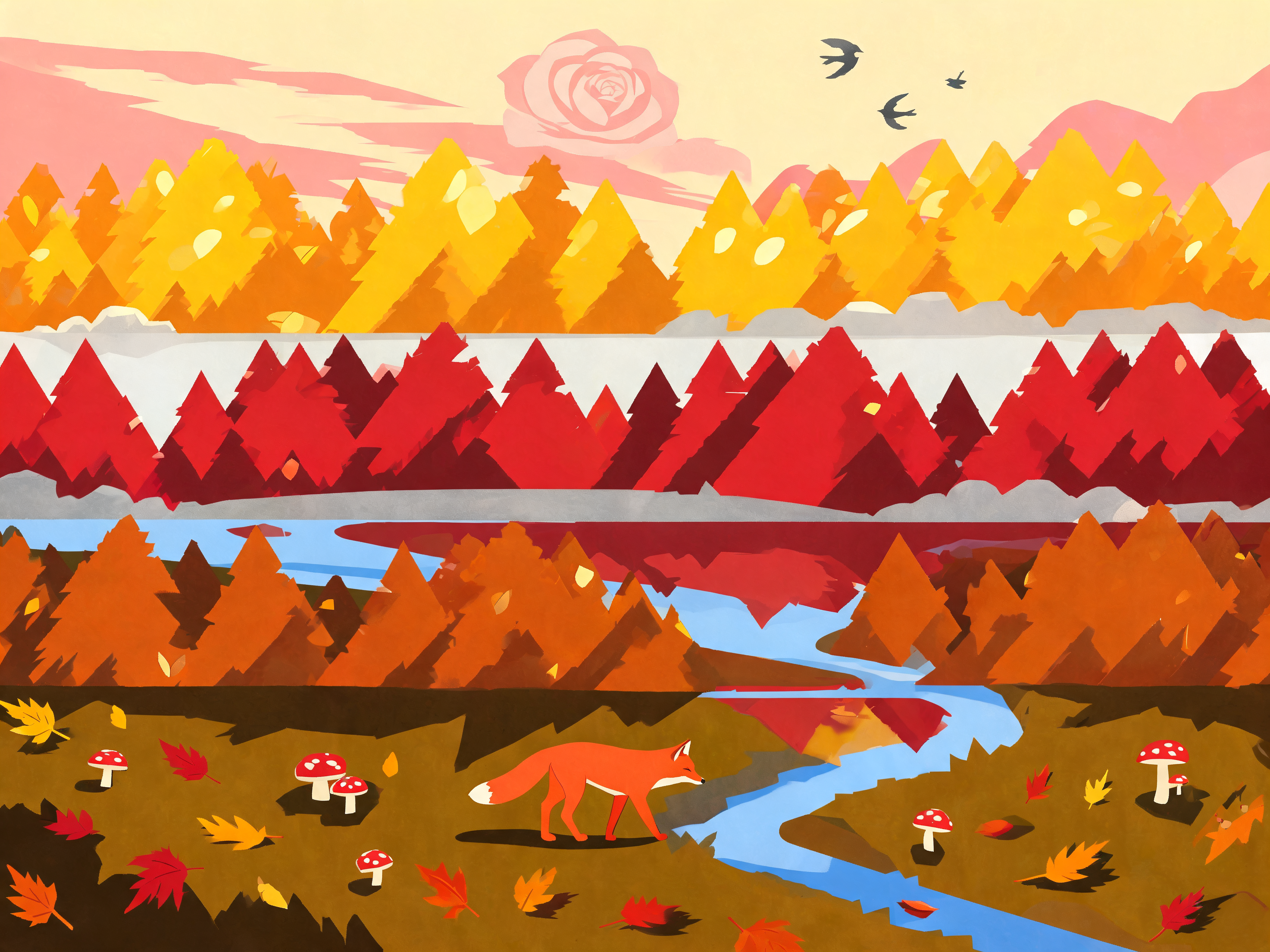 Saffron Autumn Forest Layers