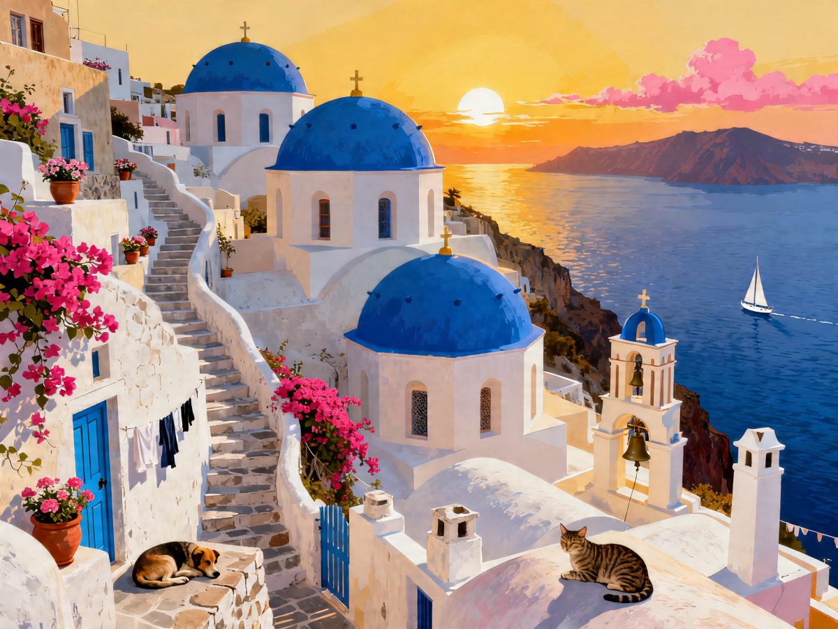 Santorini Twilight Domes - Escape by Numbers