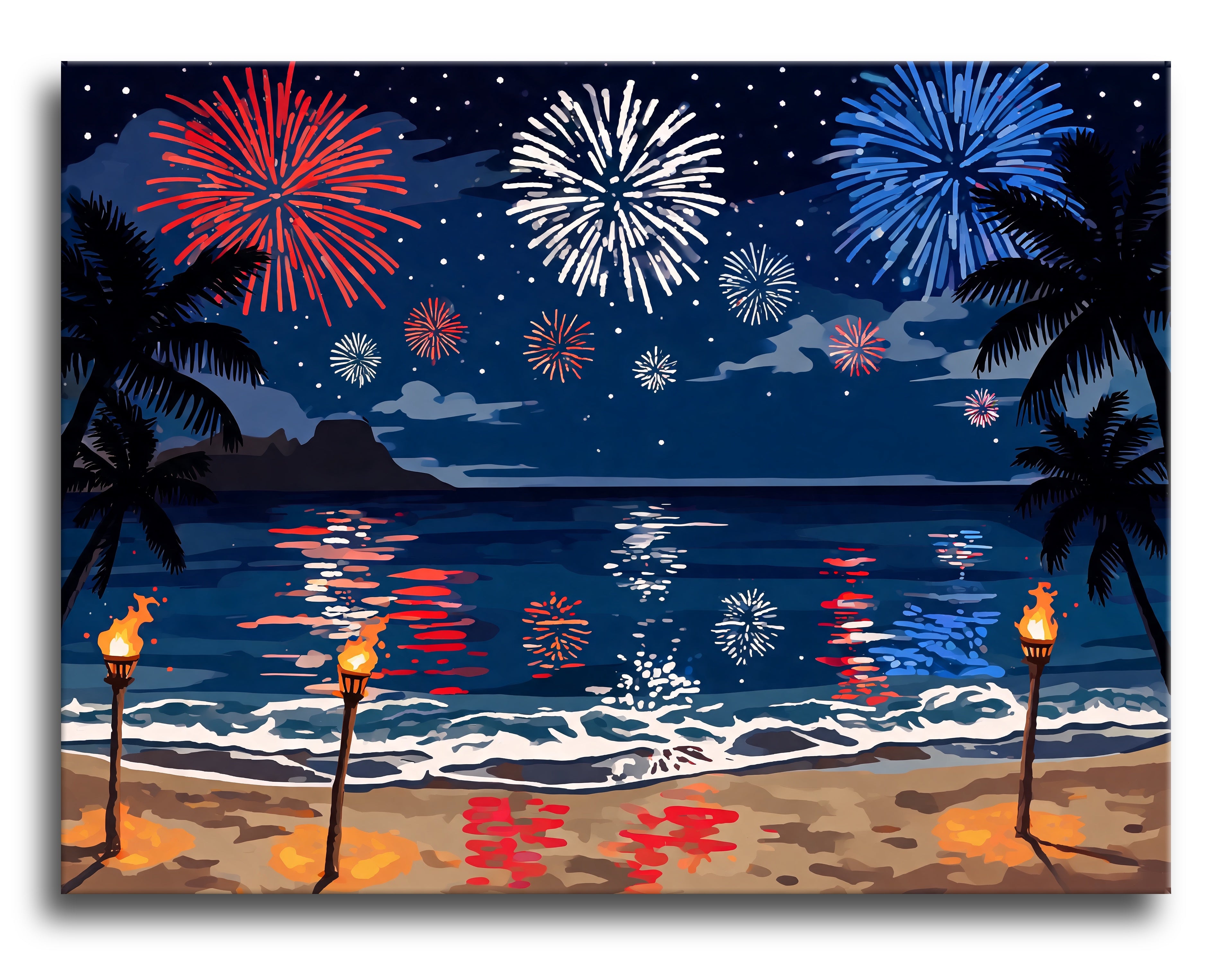 Tropical Beach Fireworks - Escape by Numbers