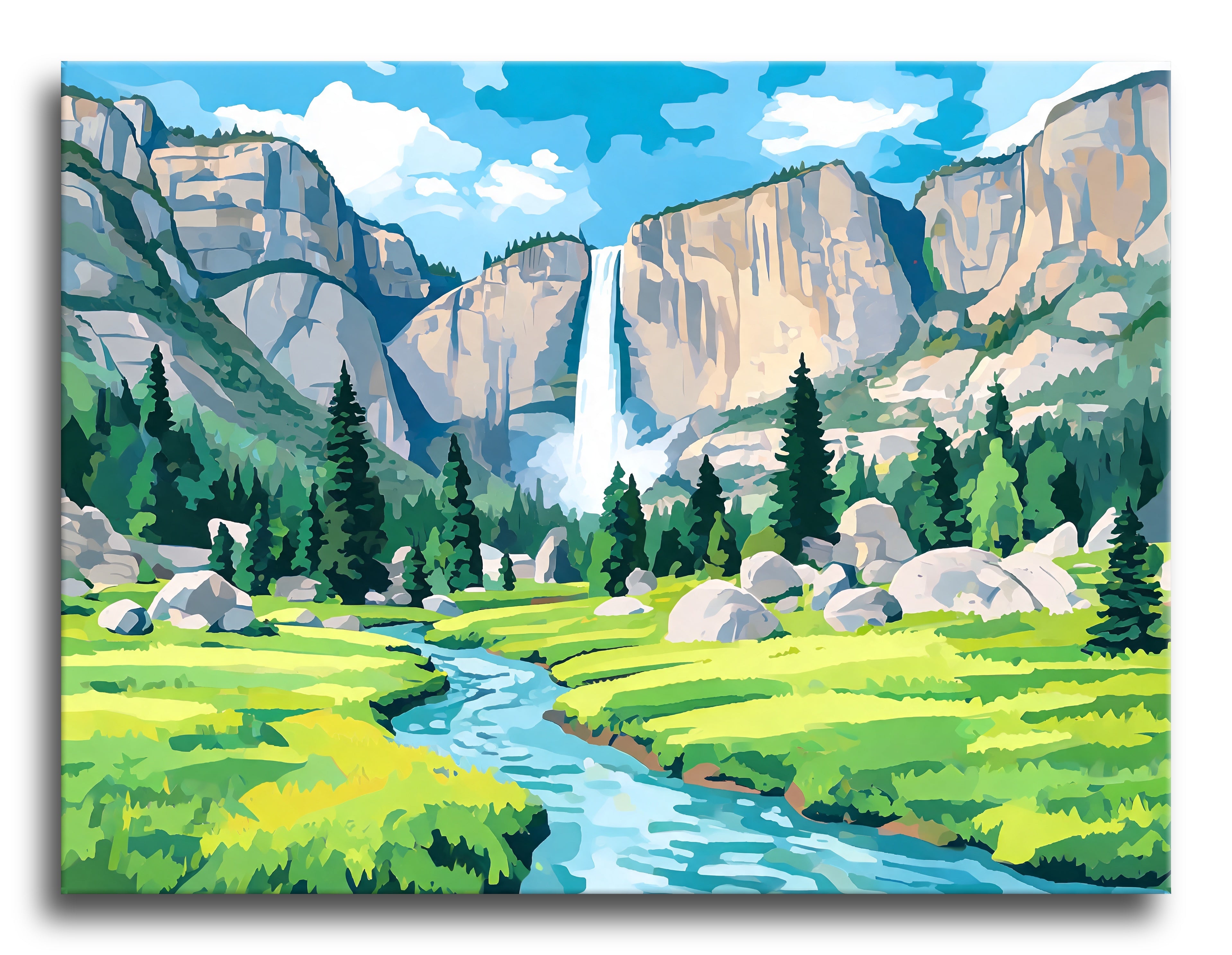 Valley Waterfall Vista - Escape by Numbers