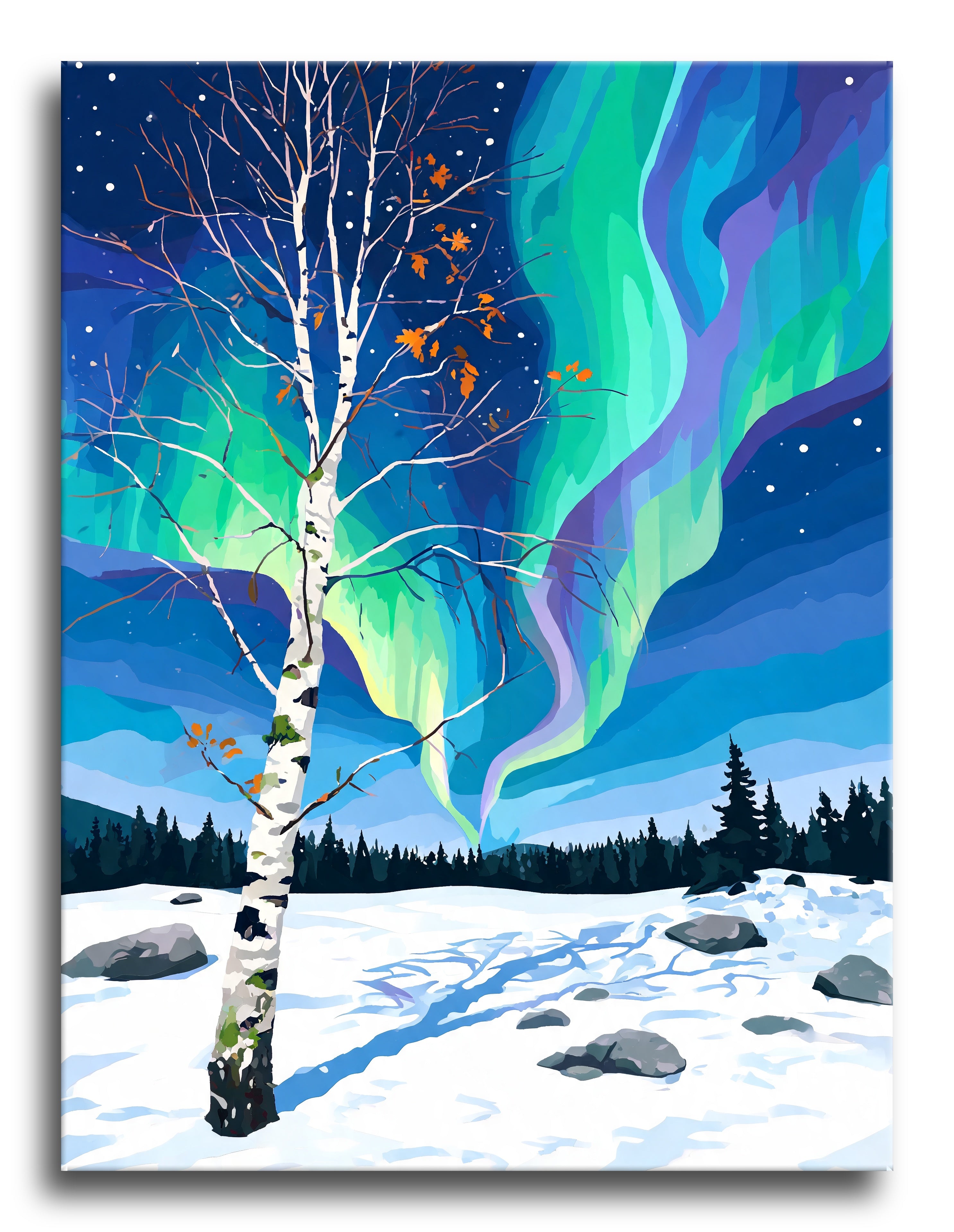 Birch Aurora Night - Escape by Numbers