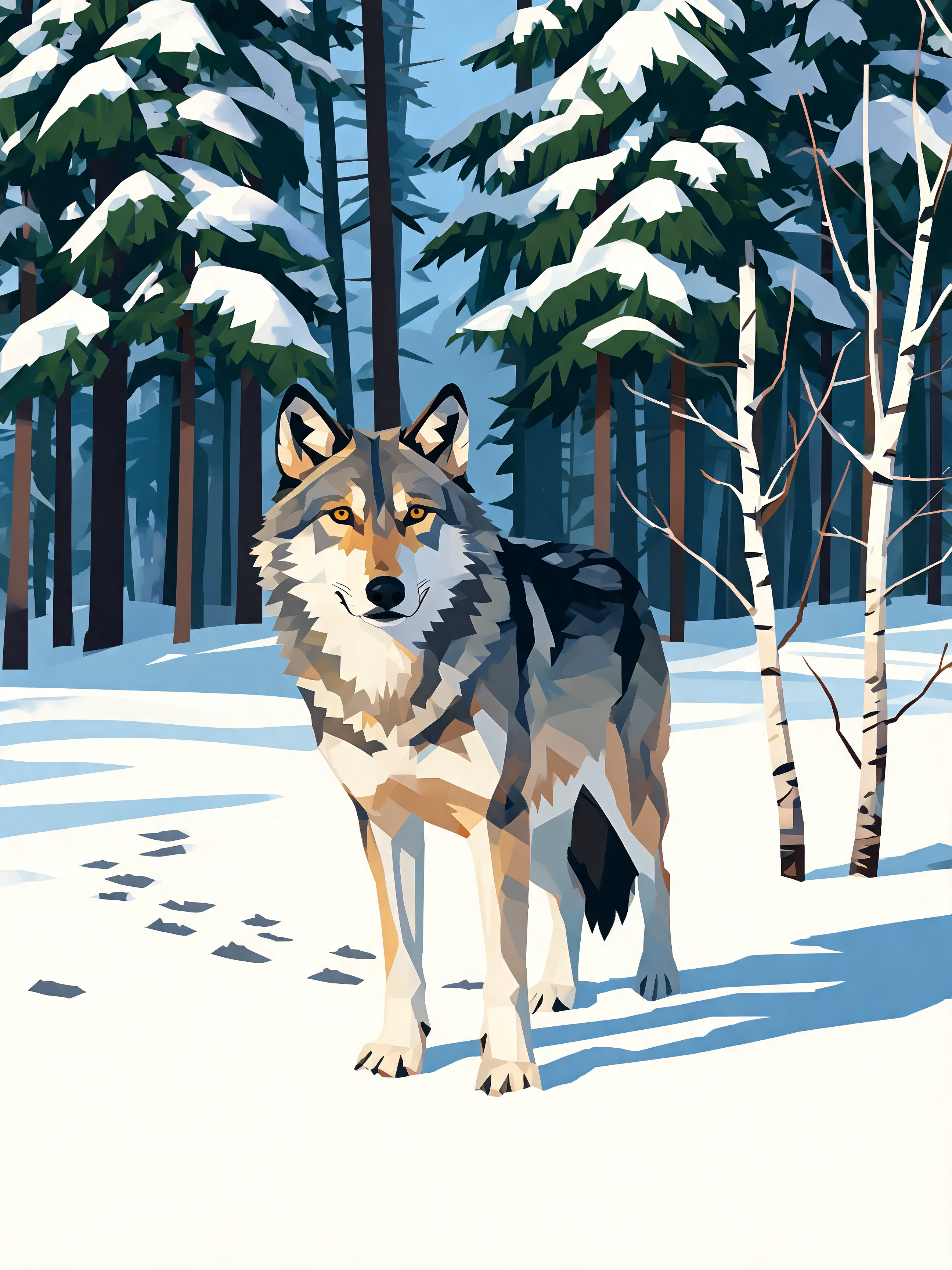 Snowfall Pine Wolf - Escape by Numbers