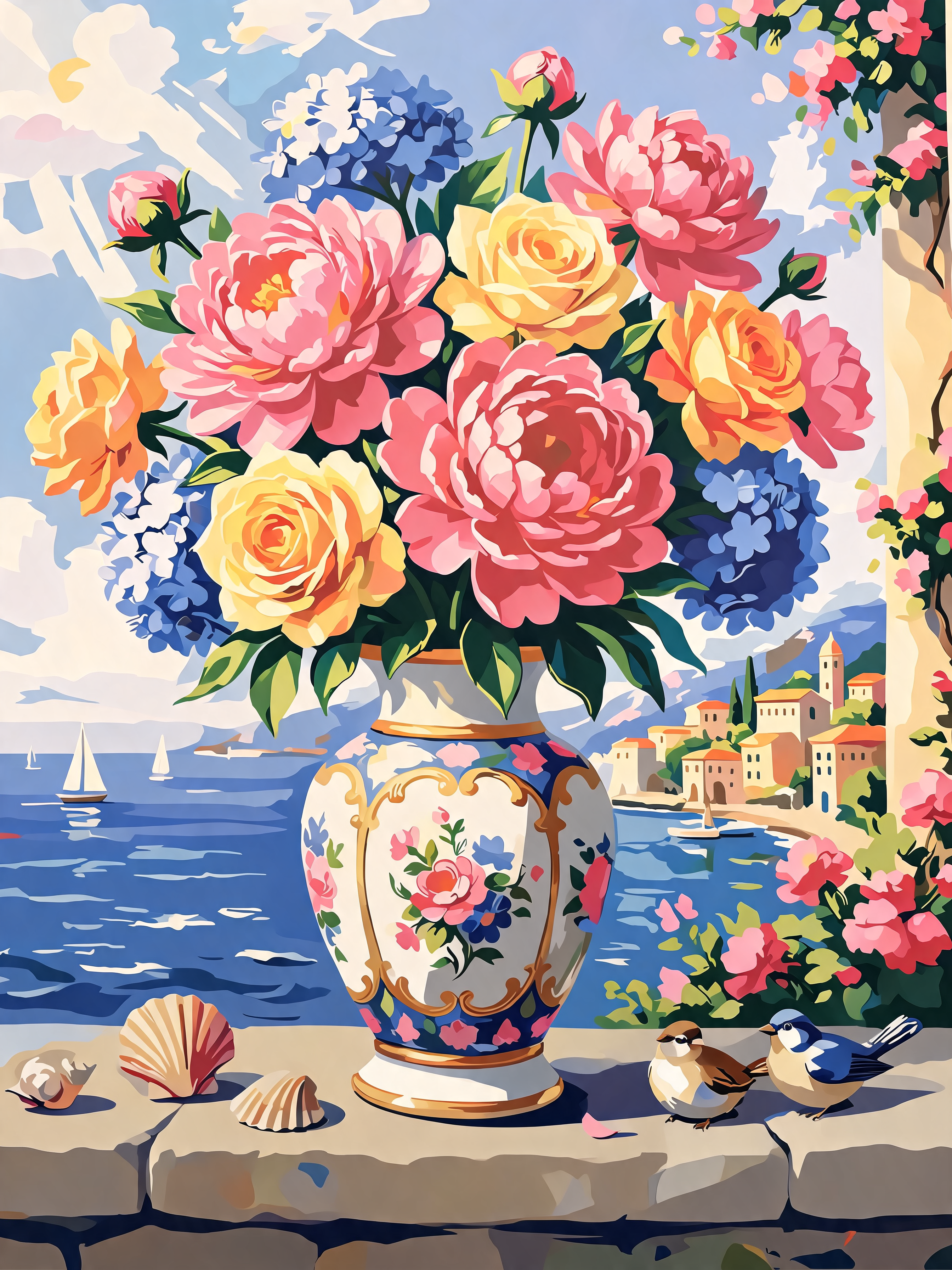 Peonies by the Sea - Escape by Numbers