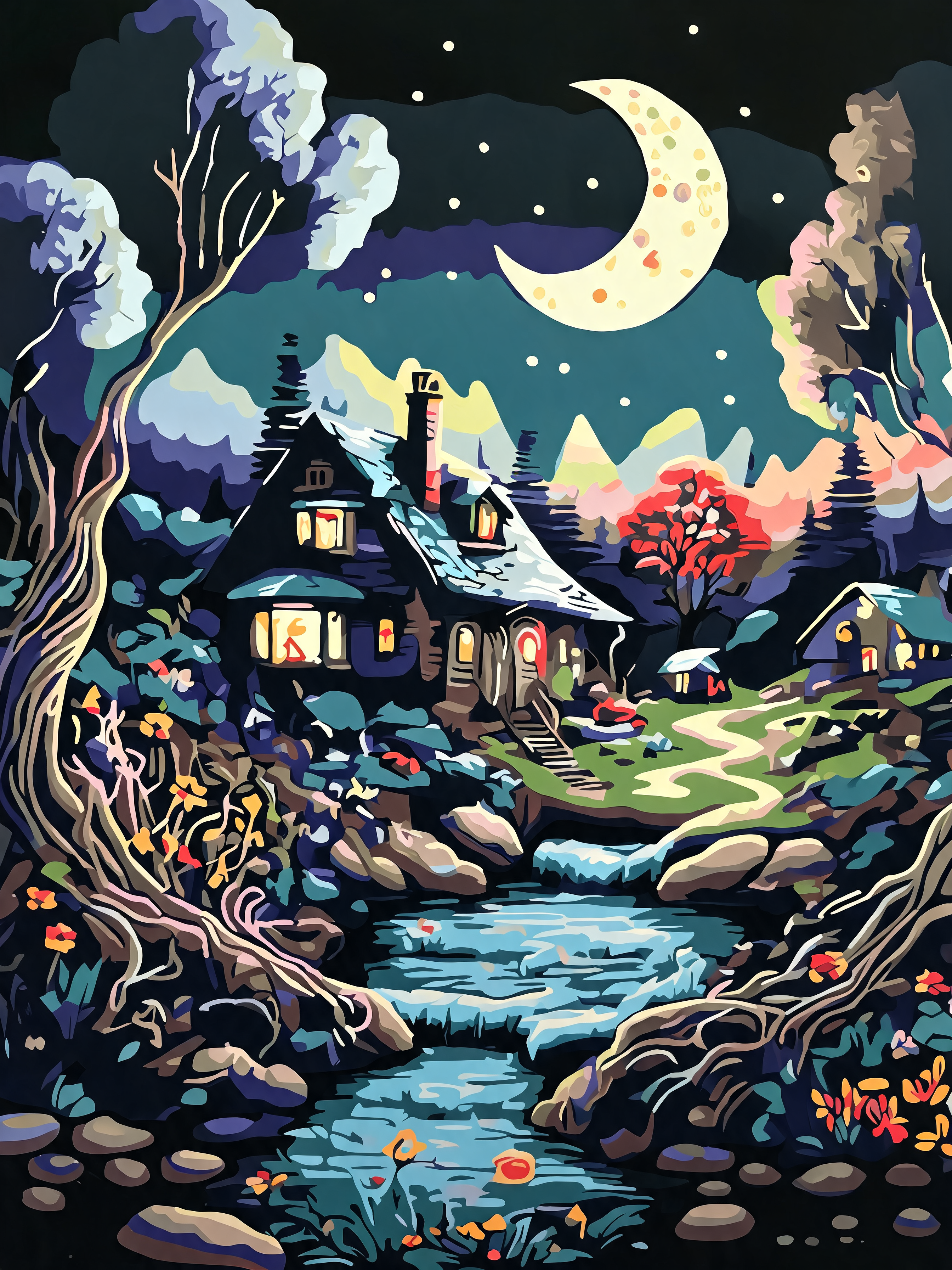 The Cottage at Moonrise - Escape by Numbers