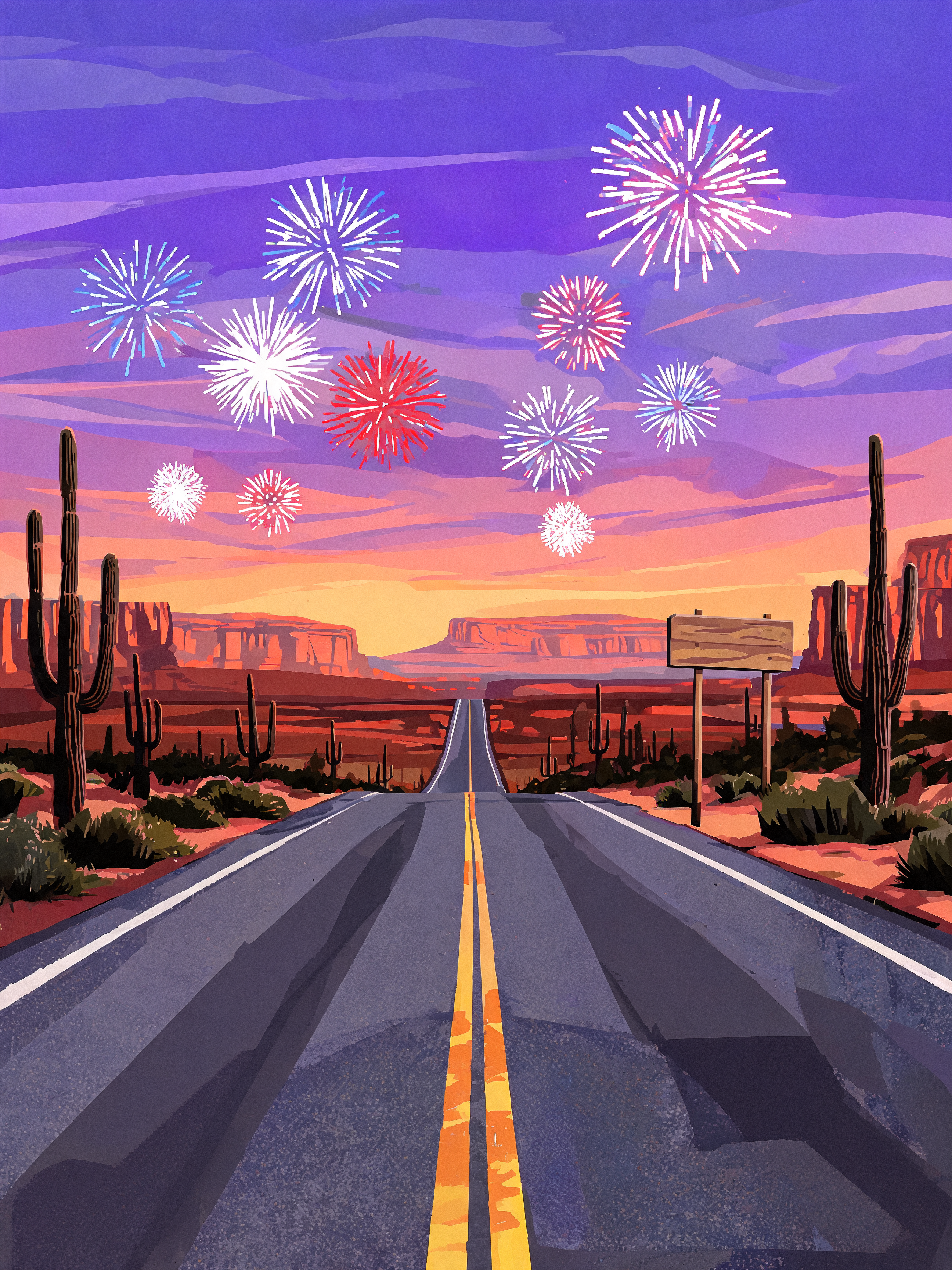 Desert Highway Fireworks - Escape by Numbers