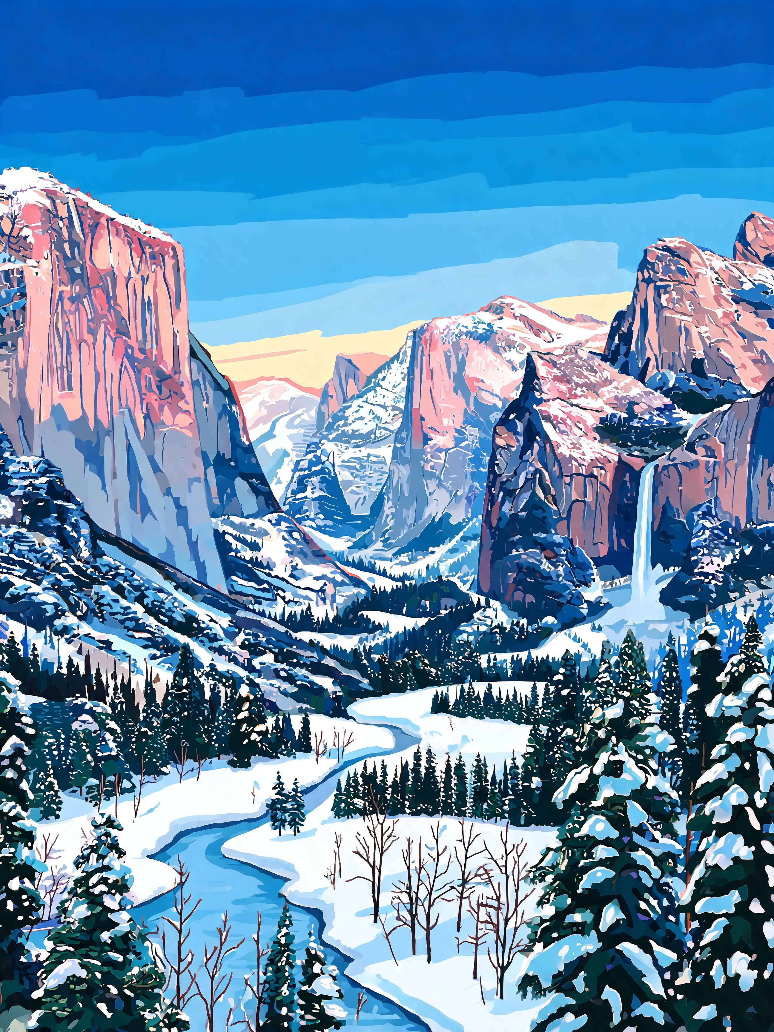 Snowy Valley Dawn - Escape by Numbers