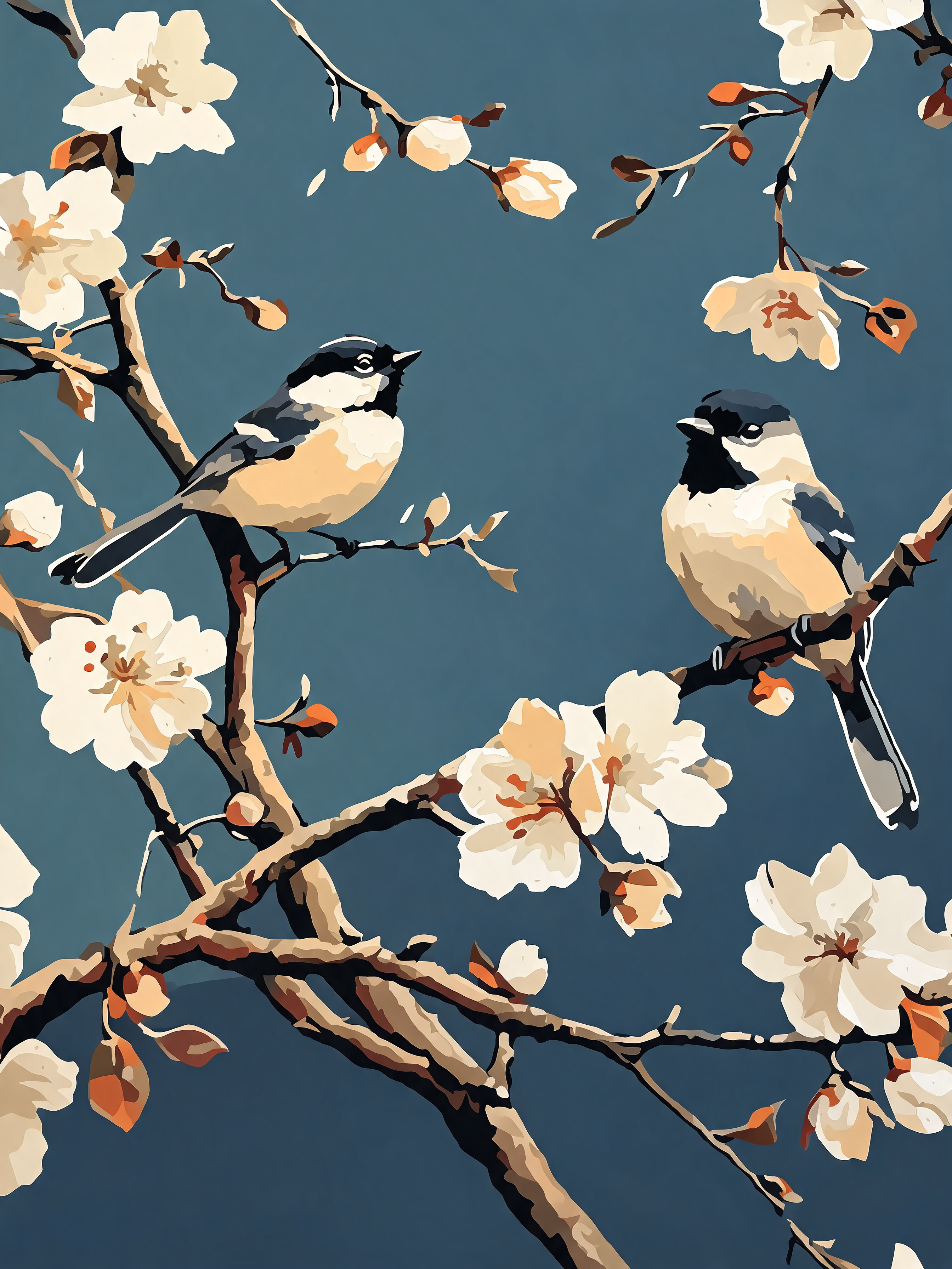 Chickadees in Blossom - Escape by Numbers