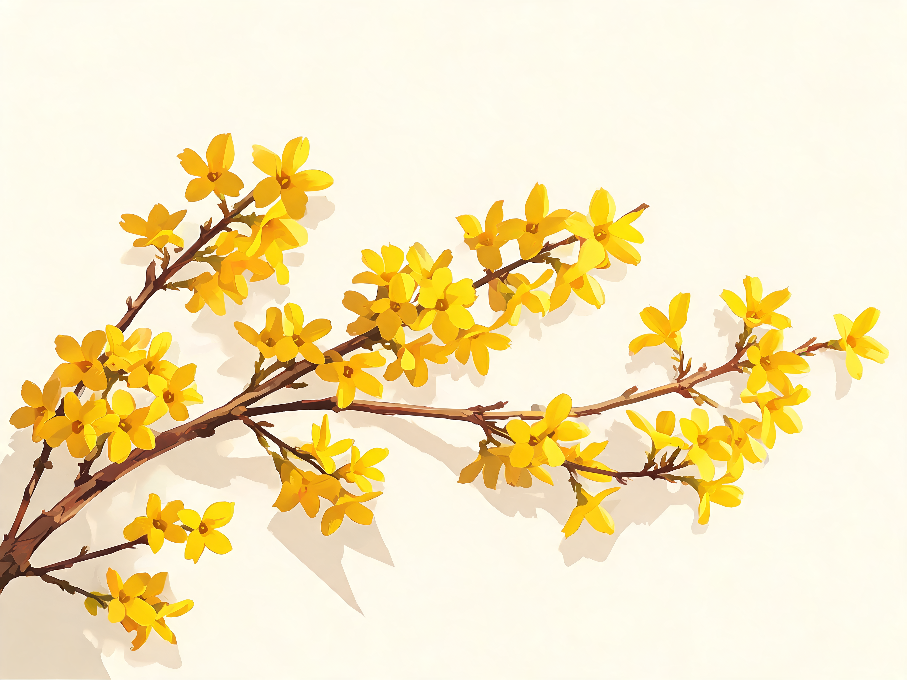 Yellow Forsythia Branch - Escape by Numbers