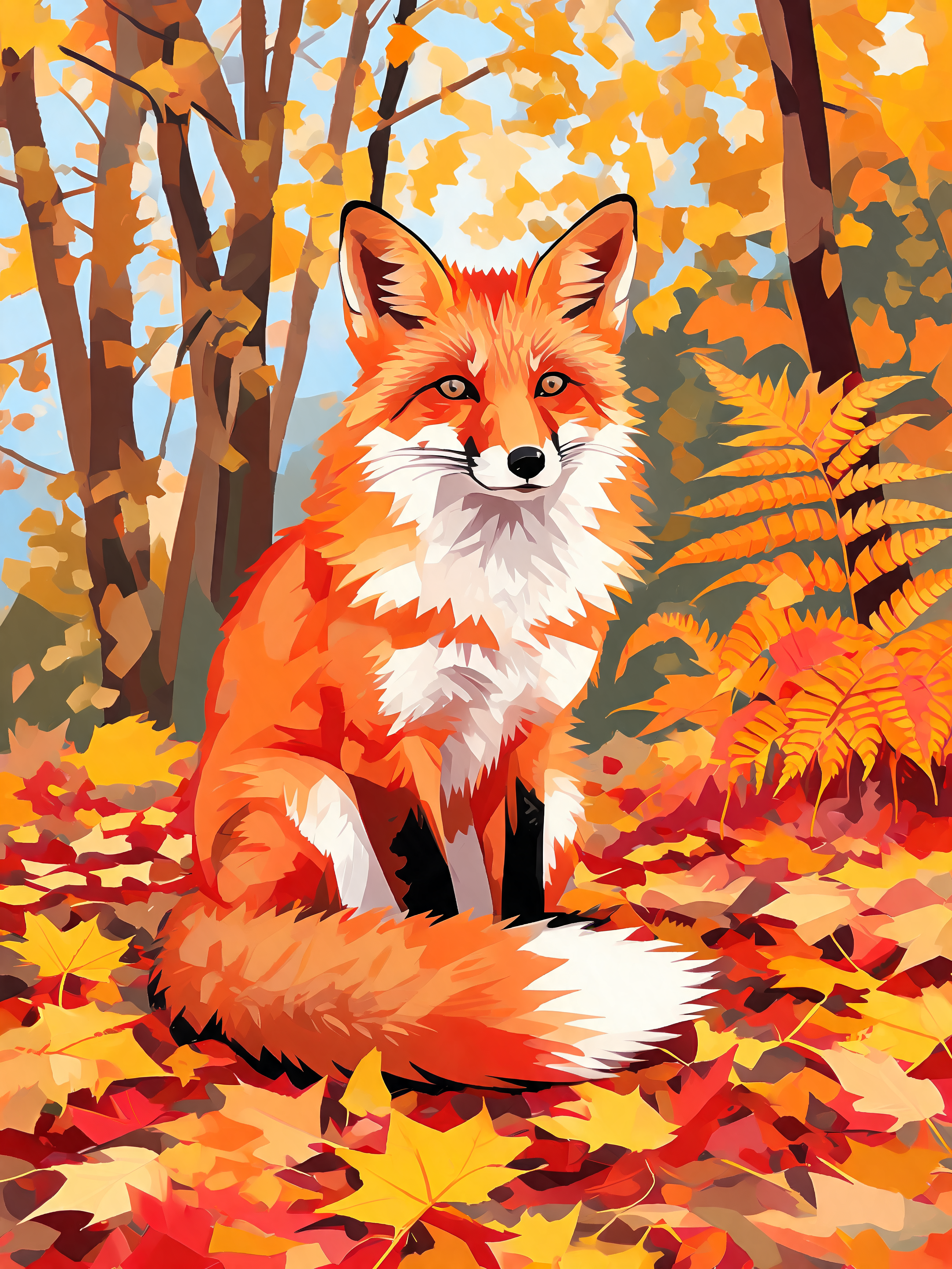 Autumn Red Fox - Escape by Numbers