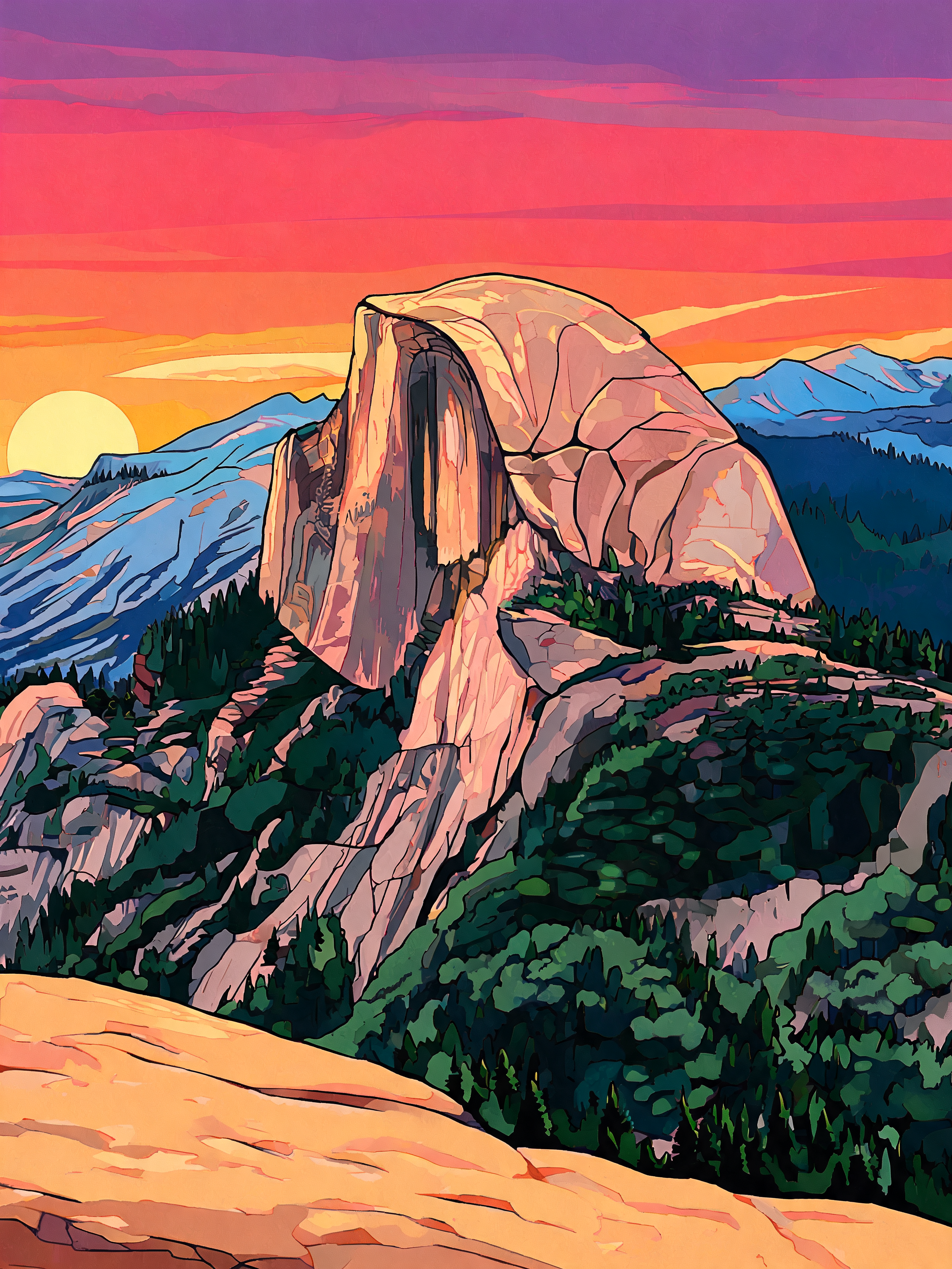 Half Dome Sunset - Escape by Numbers