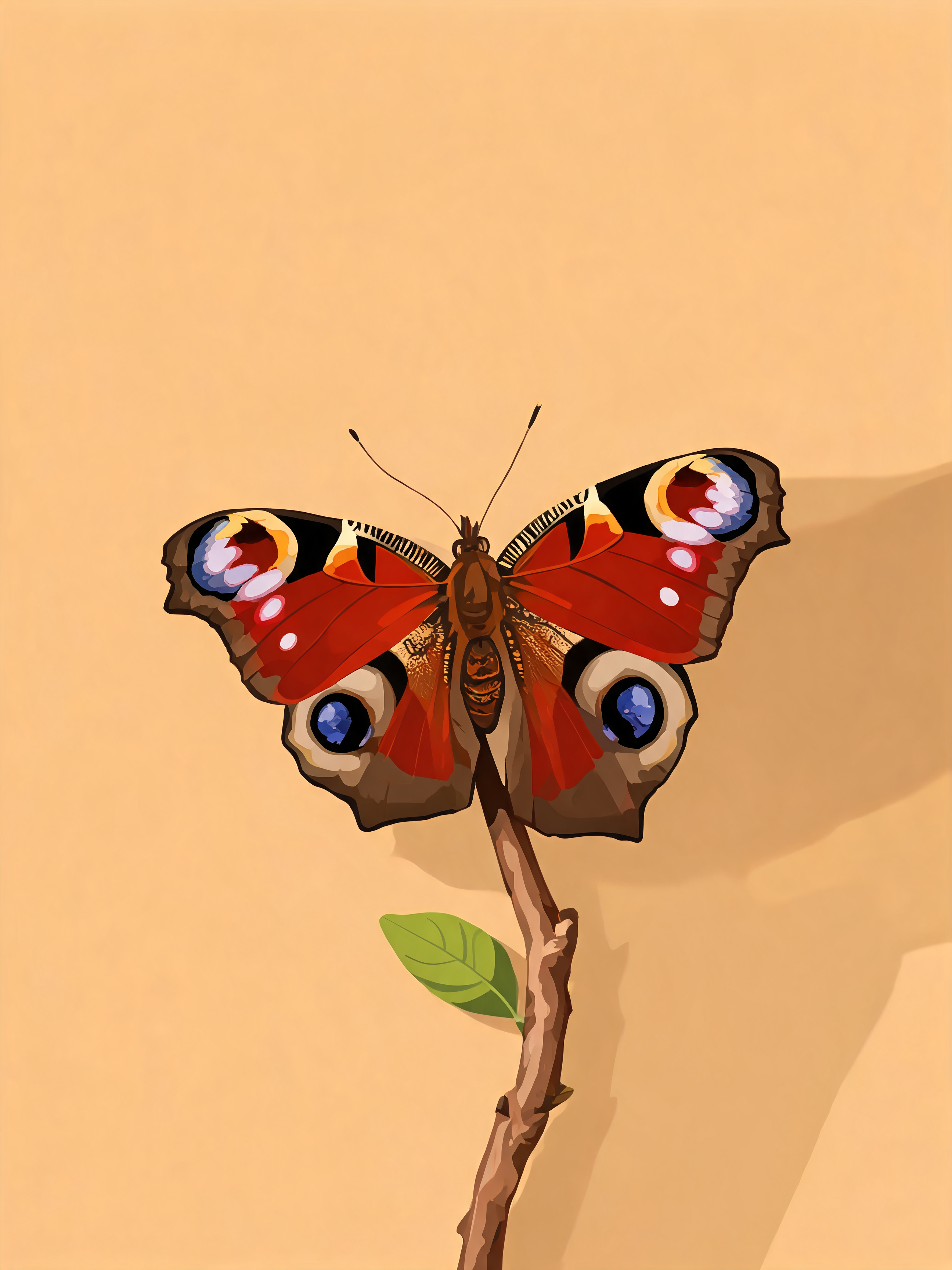 Peacock Butterfly Twig - Escape by Numbers