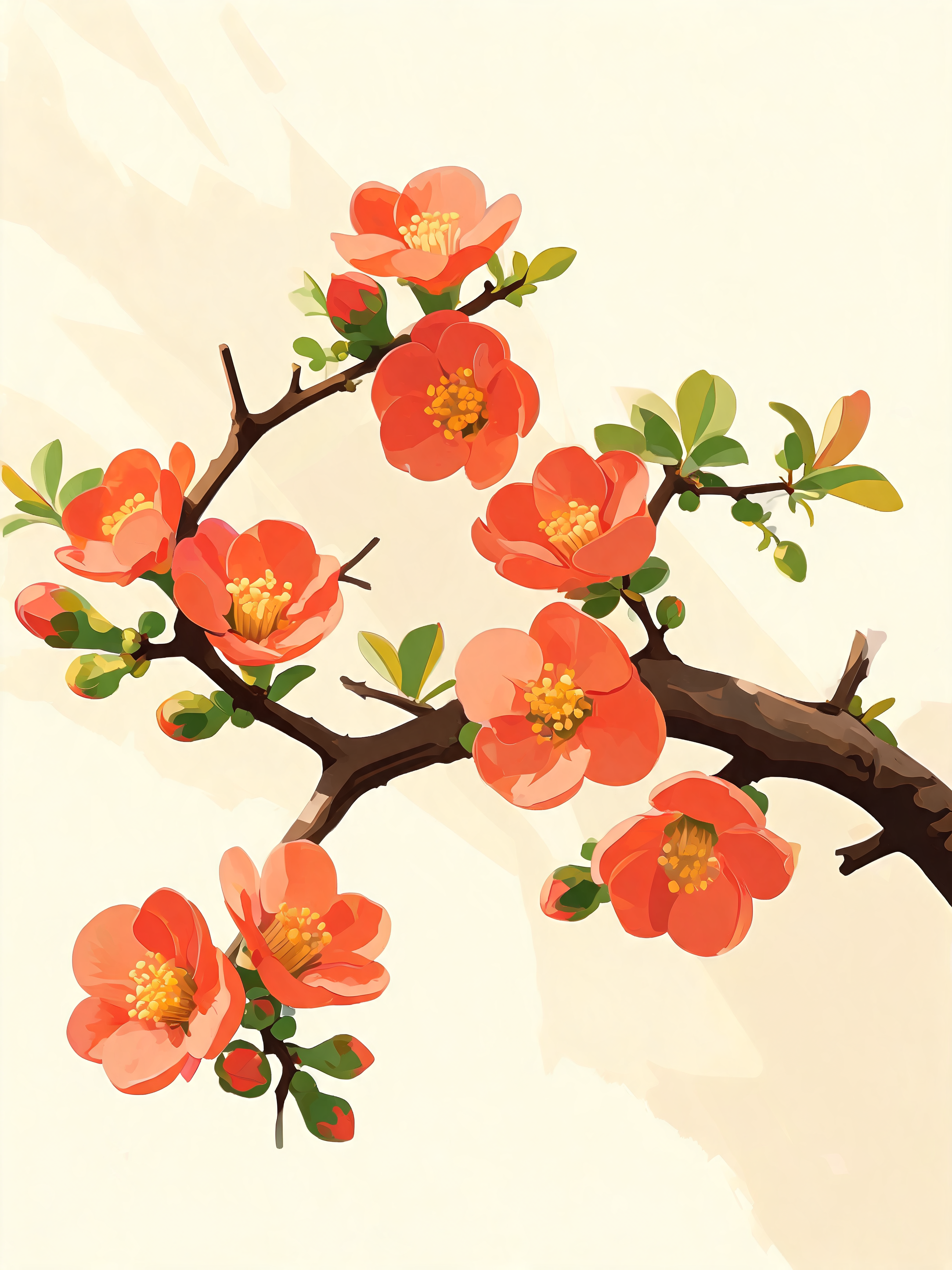 Flowering Quince Bough - Escape by Numbers