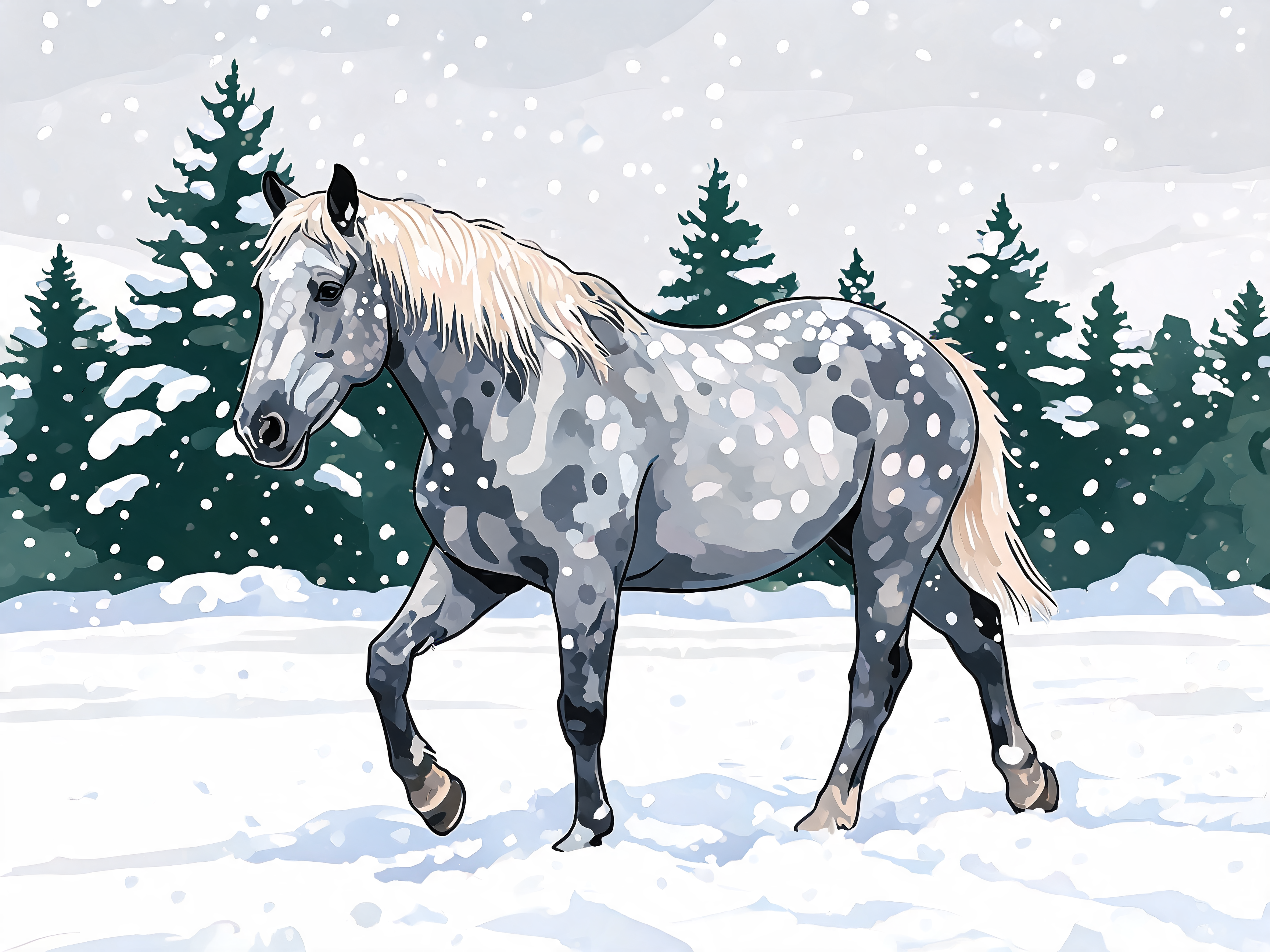Snowfall Grey Horse - Escape by Numbers