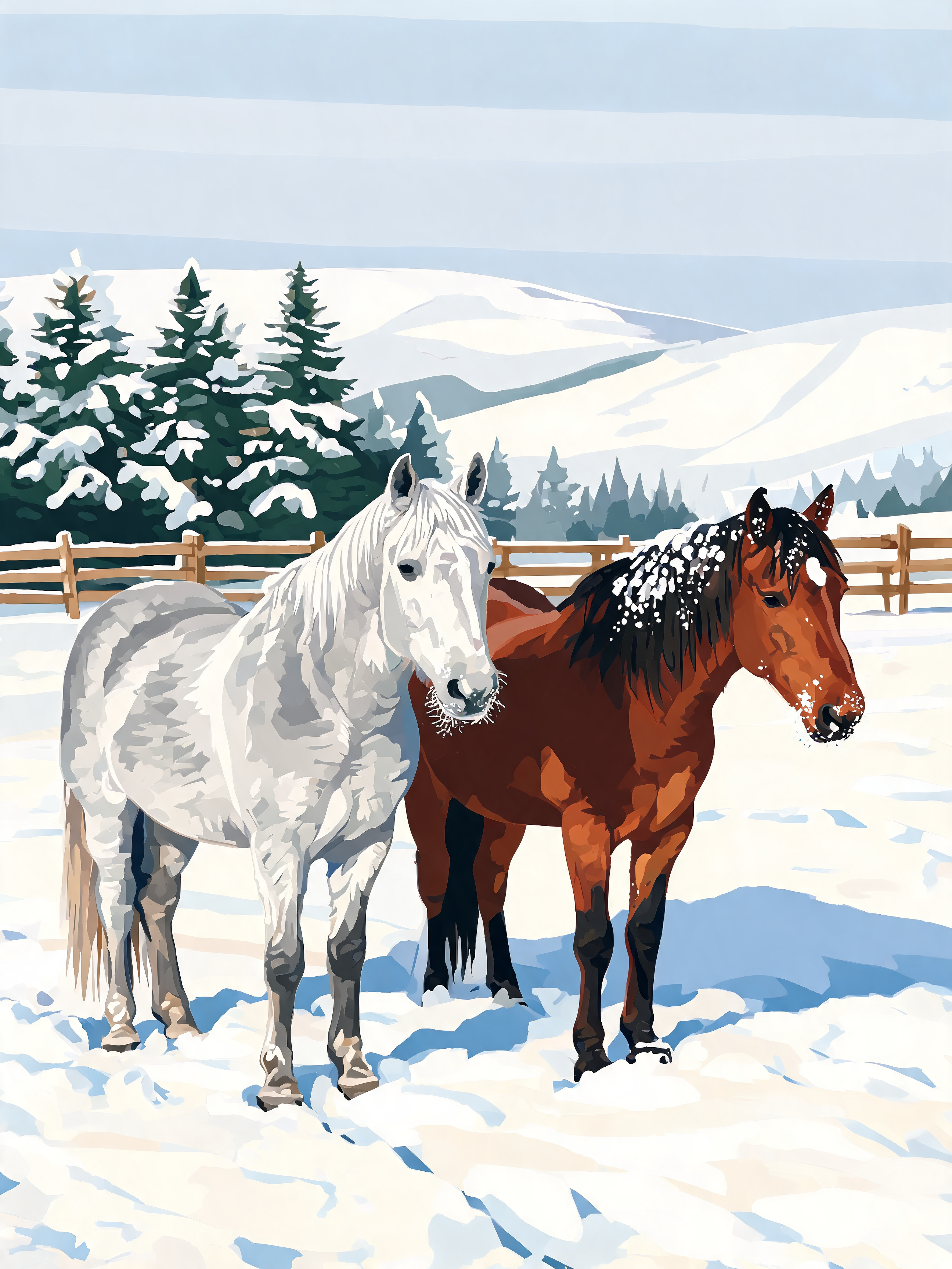 Winter Snow Horses - Escape by Numbers