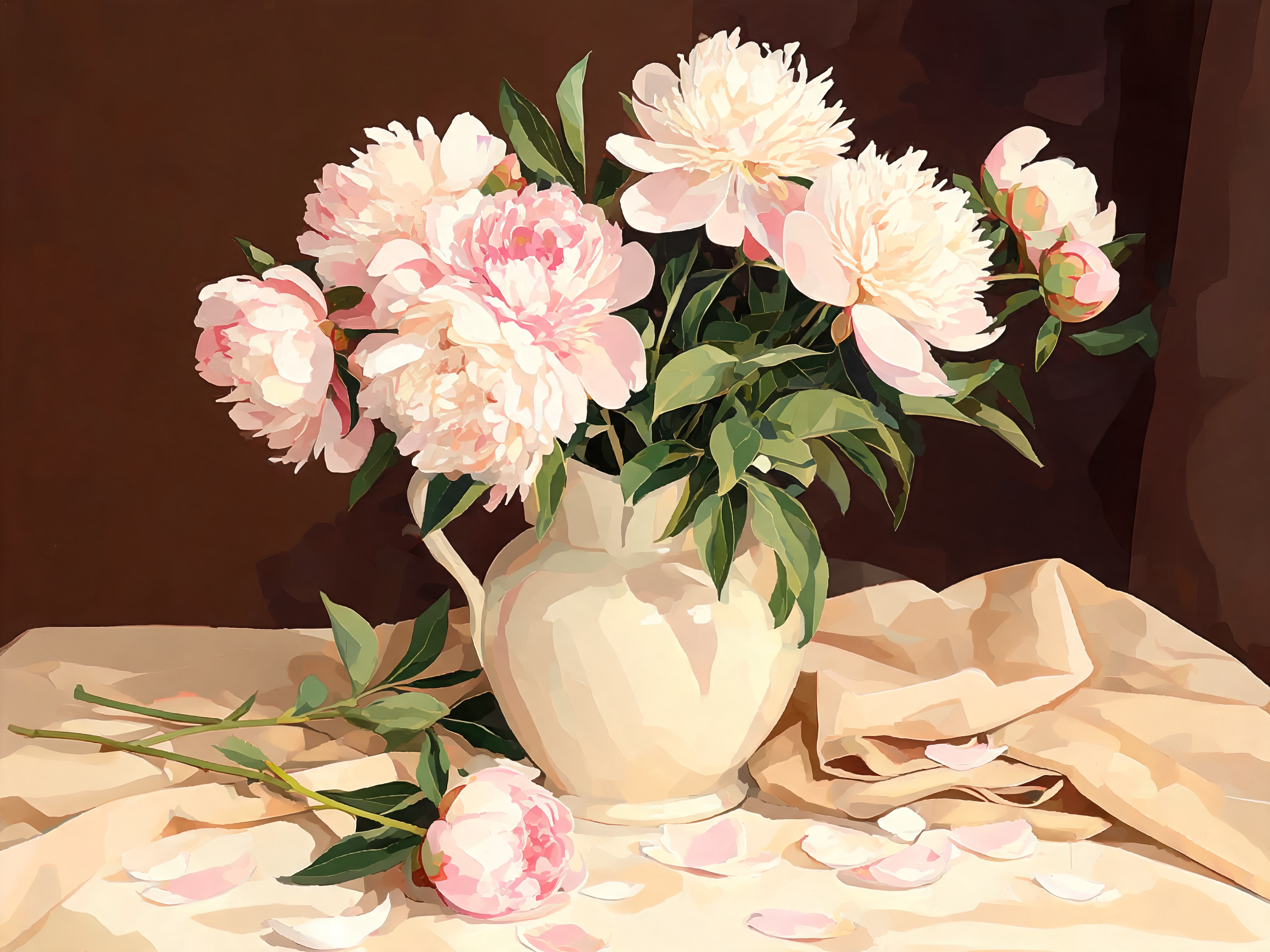 Cream Pitcher Peonies - Escape by Numbers