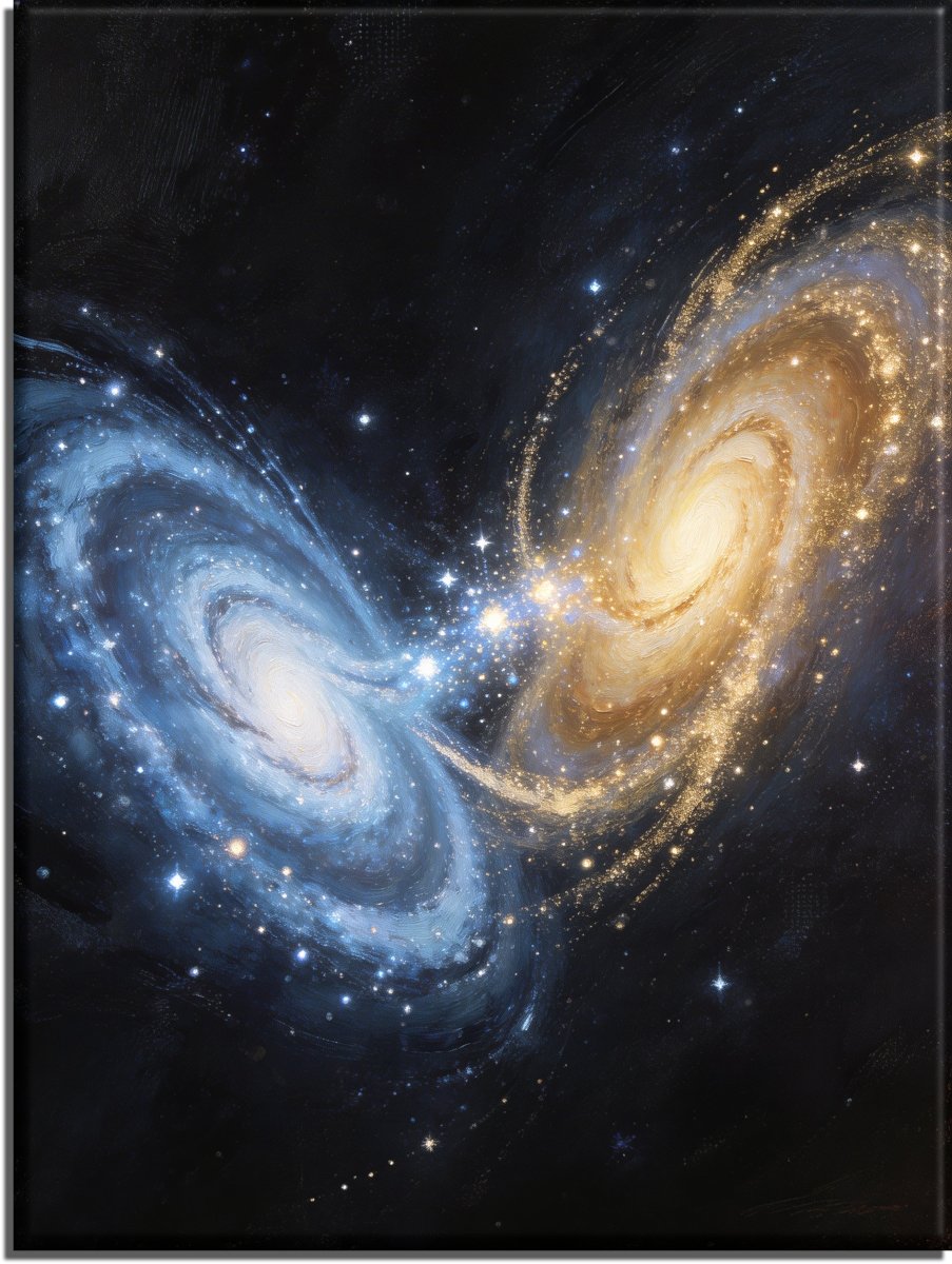 Spiral Galaxy Collision - Escape by Numbers