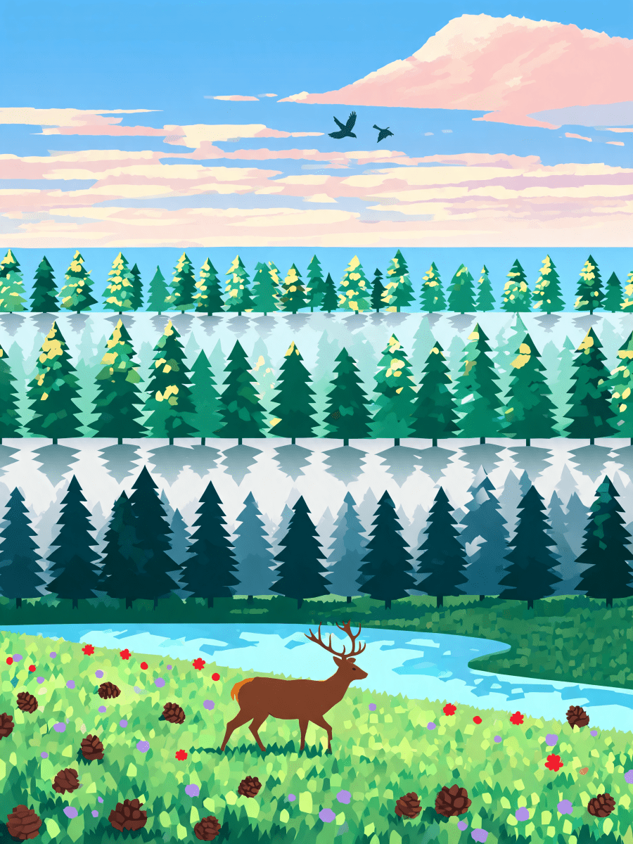 Summer Emerald Pine Layers - Escape by Numbers