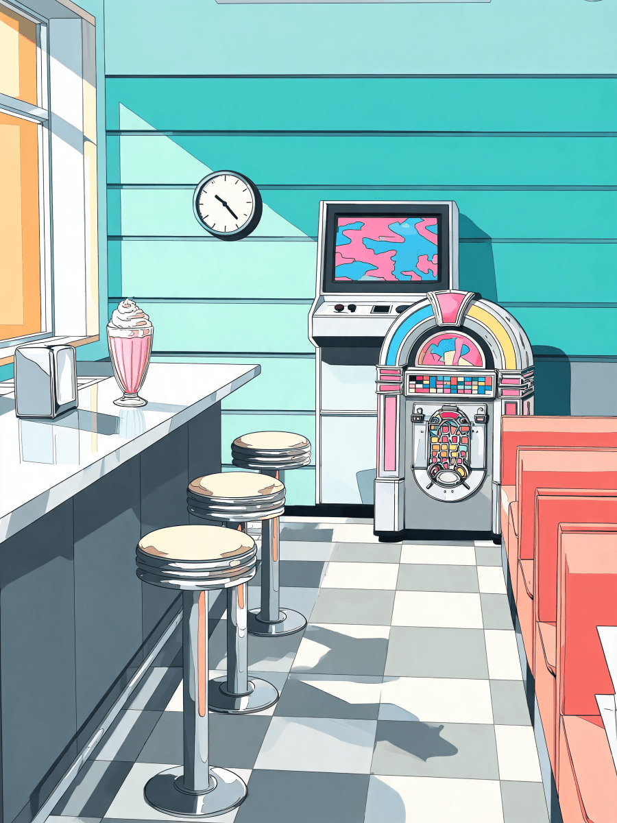 Sunlit Diner Jukebox - Escape by Numbers