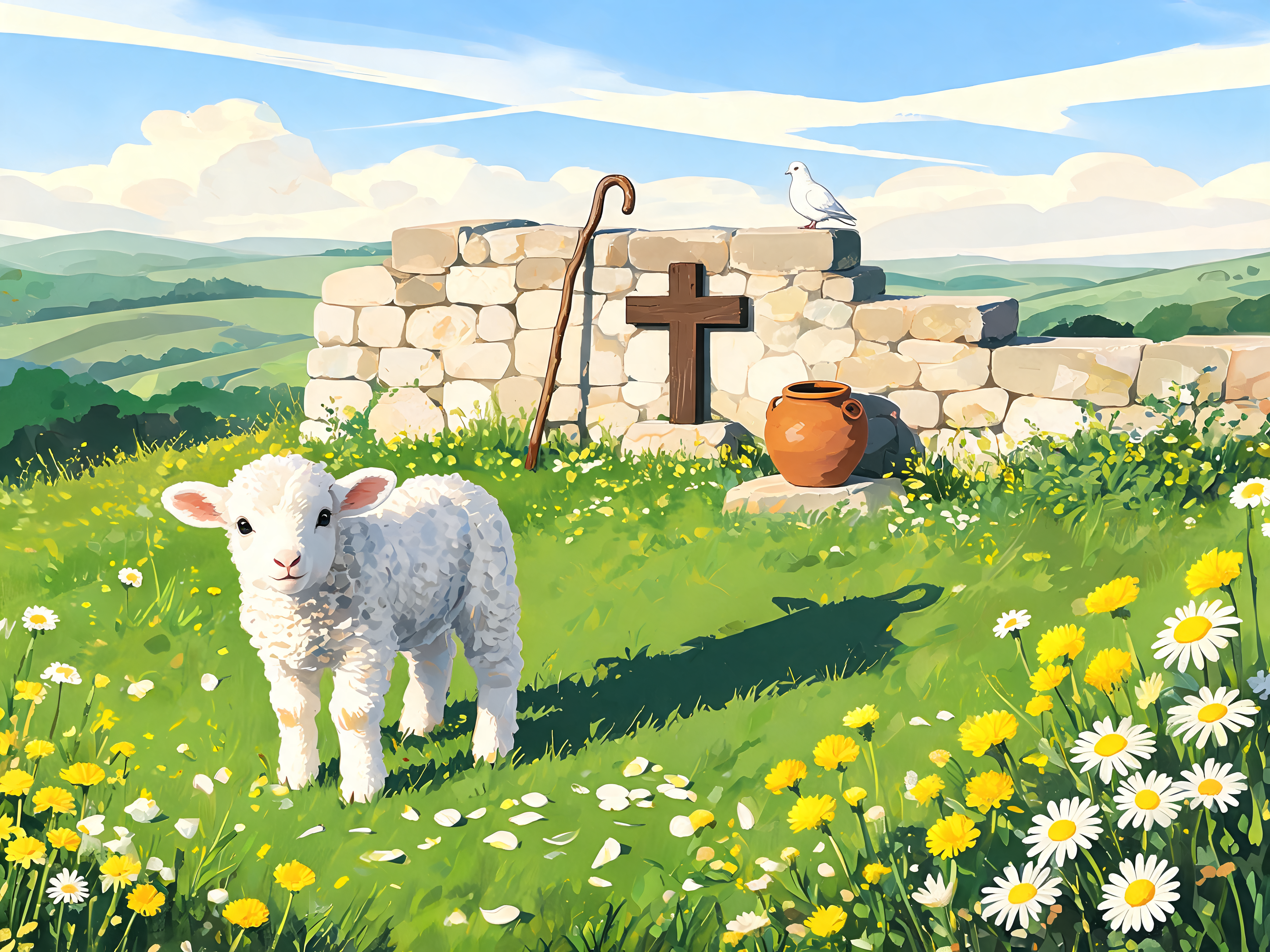 Sunlit Lamb Meadow