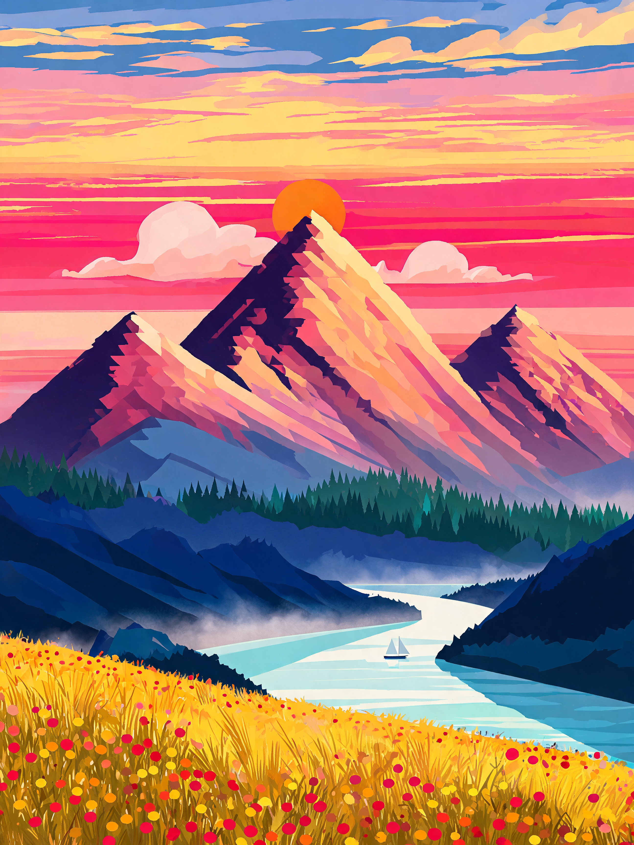 Sunrise Color Block Peaks