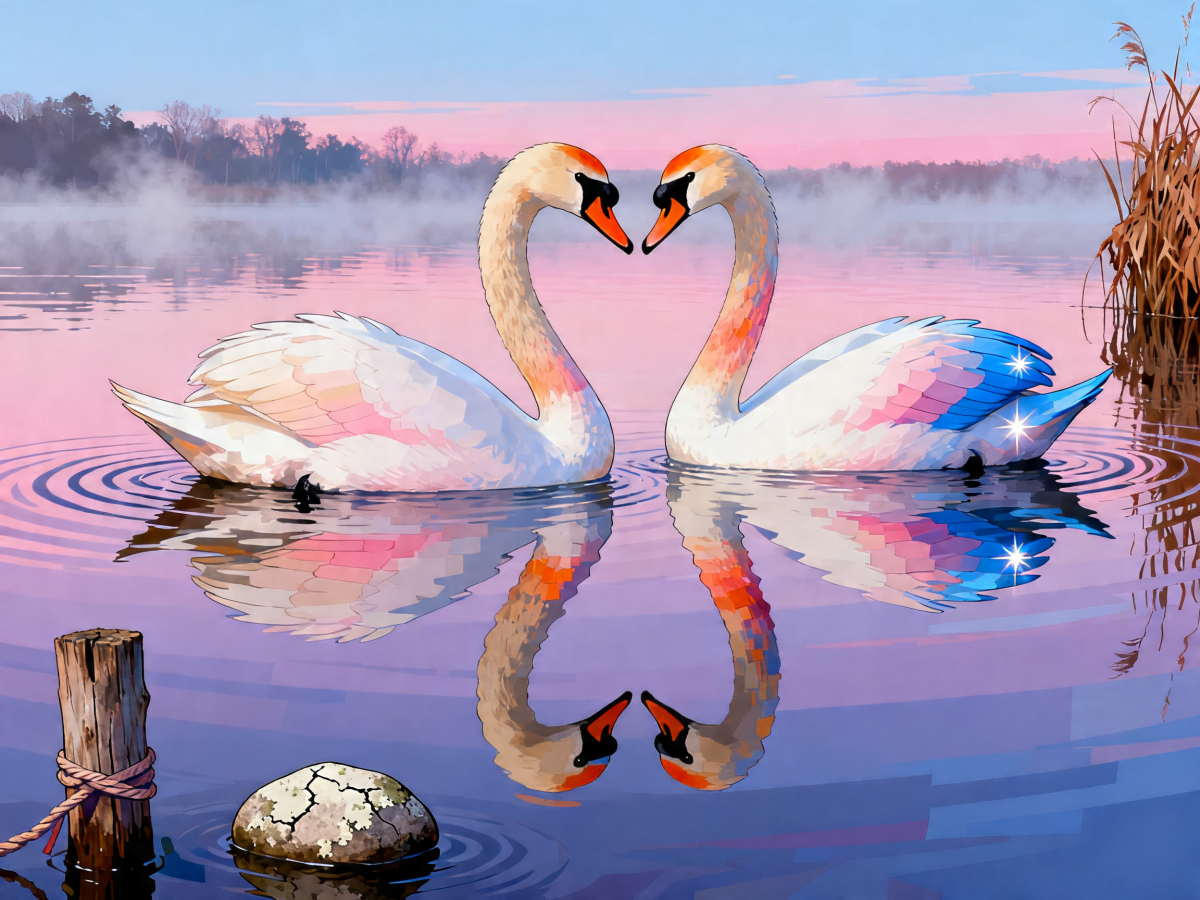 Swan Heart Reflection - Escape by Numbers