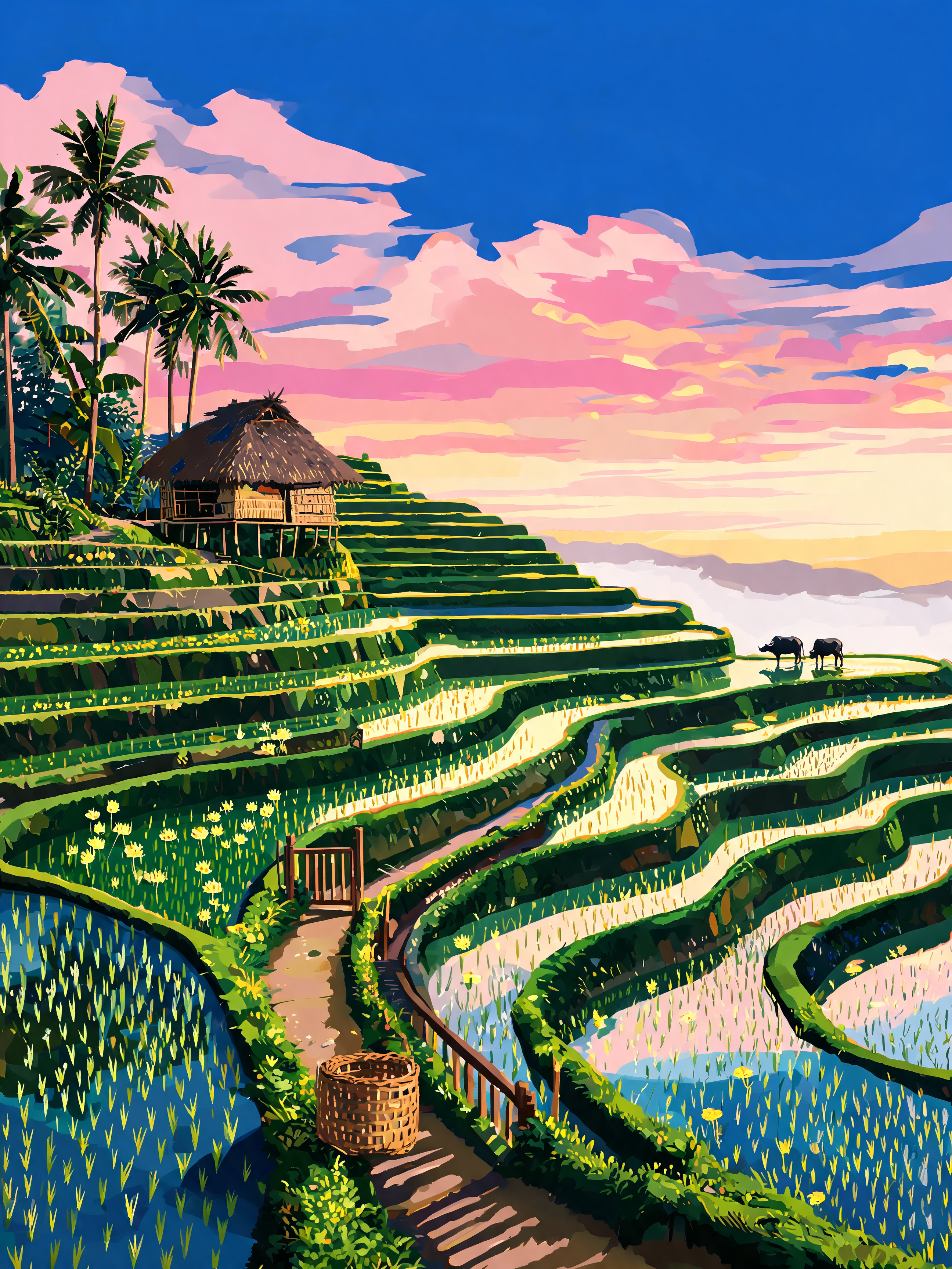 Tiered Rice Steps