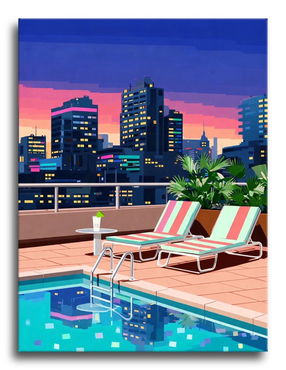 Twilight Pool Skyline - Escape by Numbers