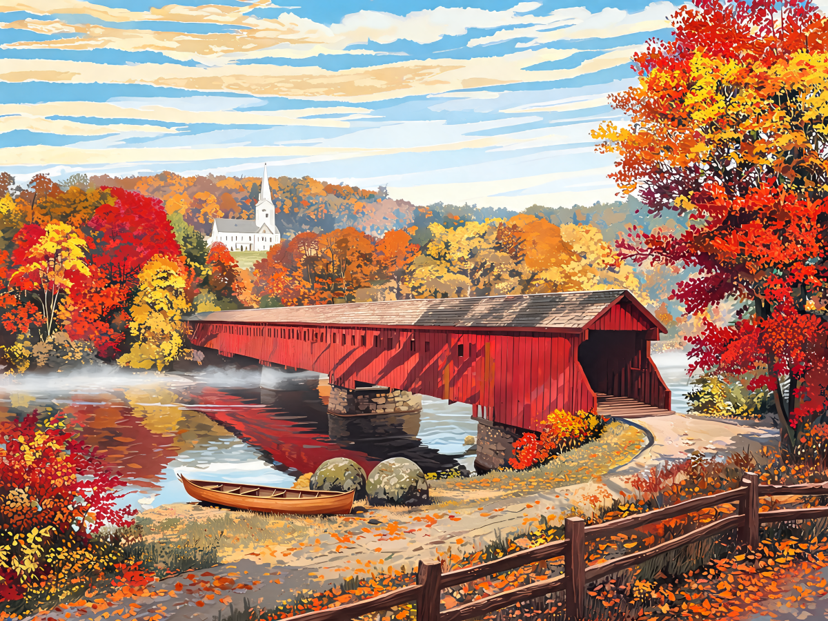 Vermont Autumn River - Escape by Numbers