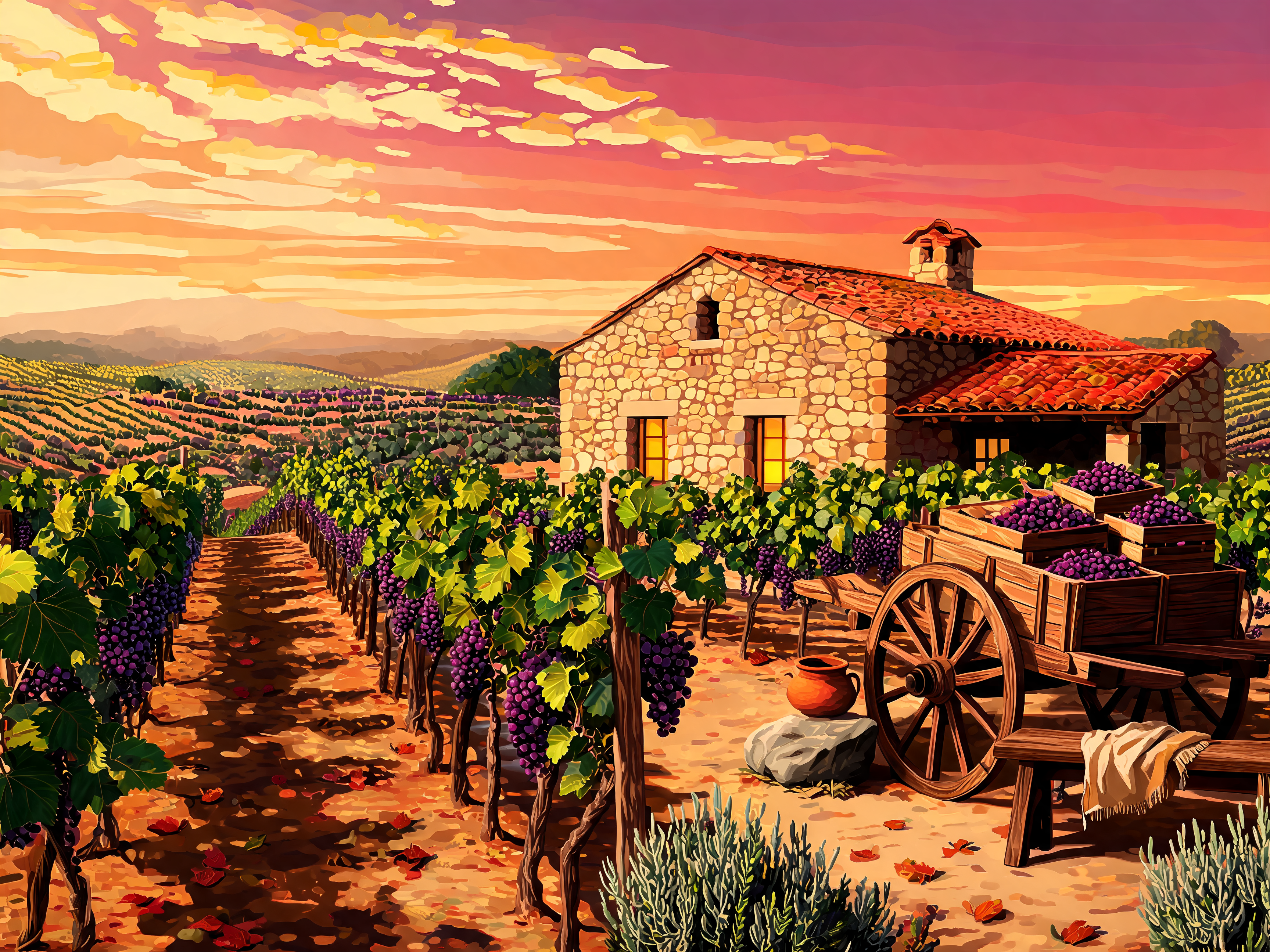 Vineyard At Golden Hour