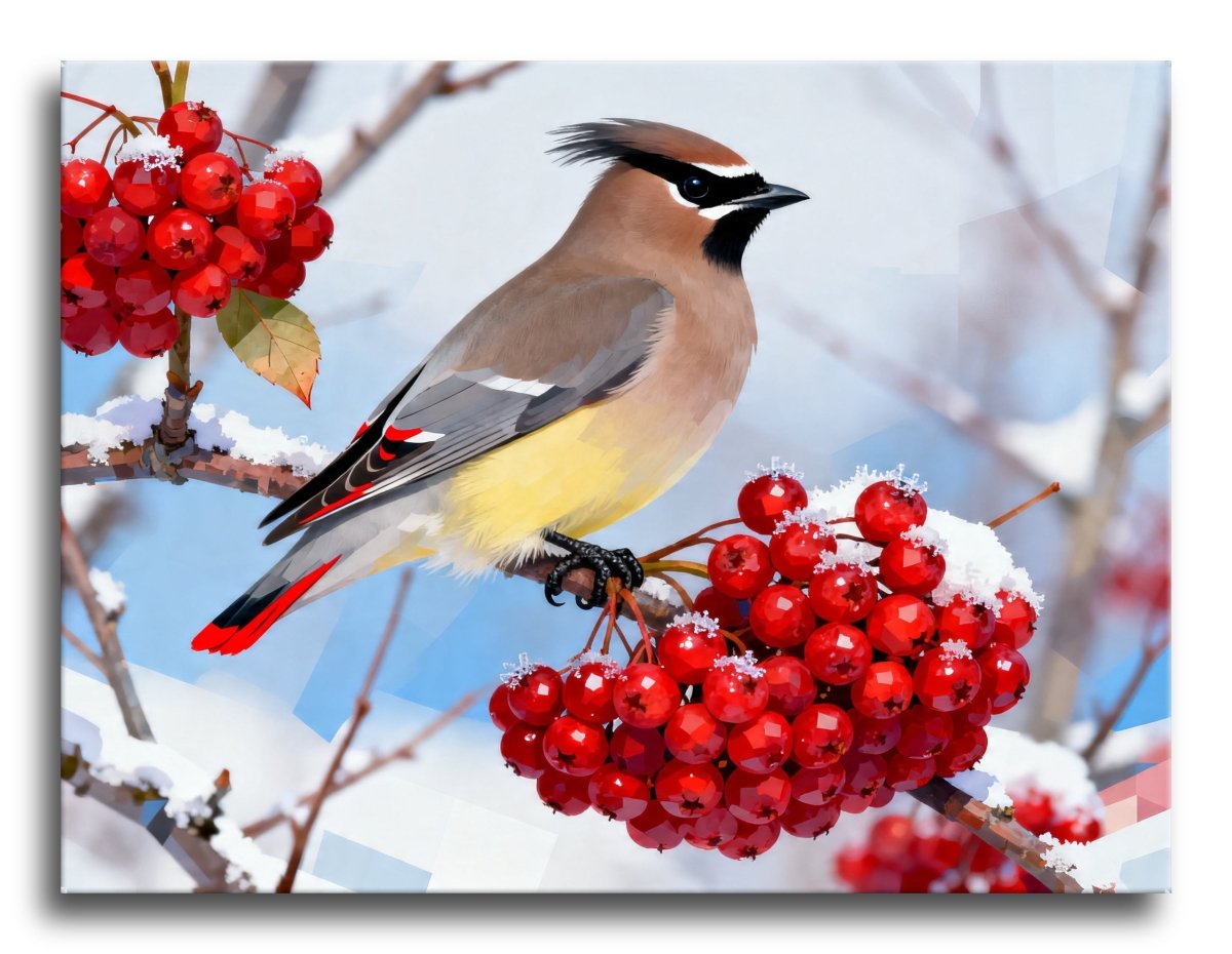 Waxwing Red Berries - Escape by Numbers