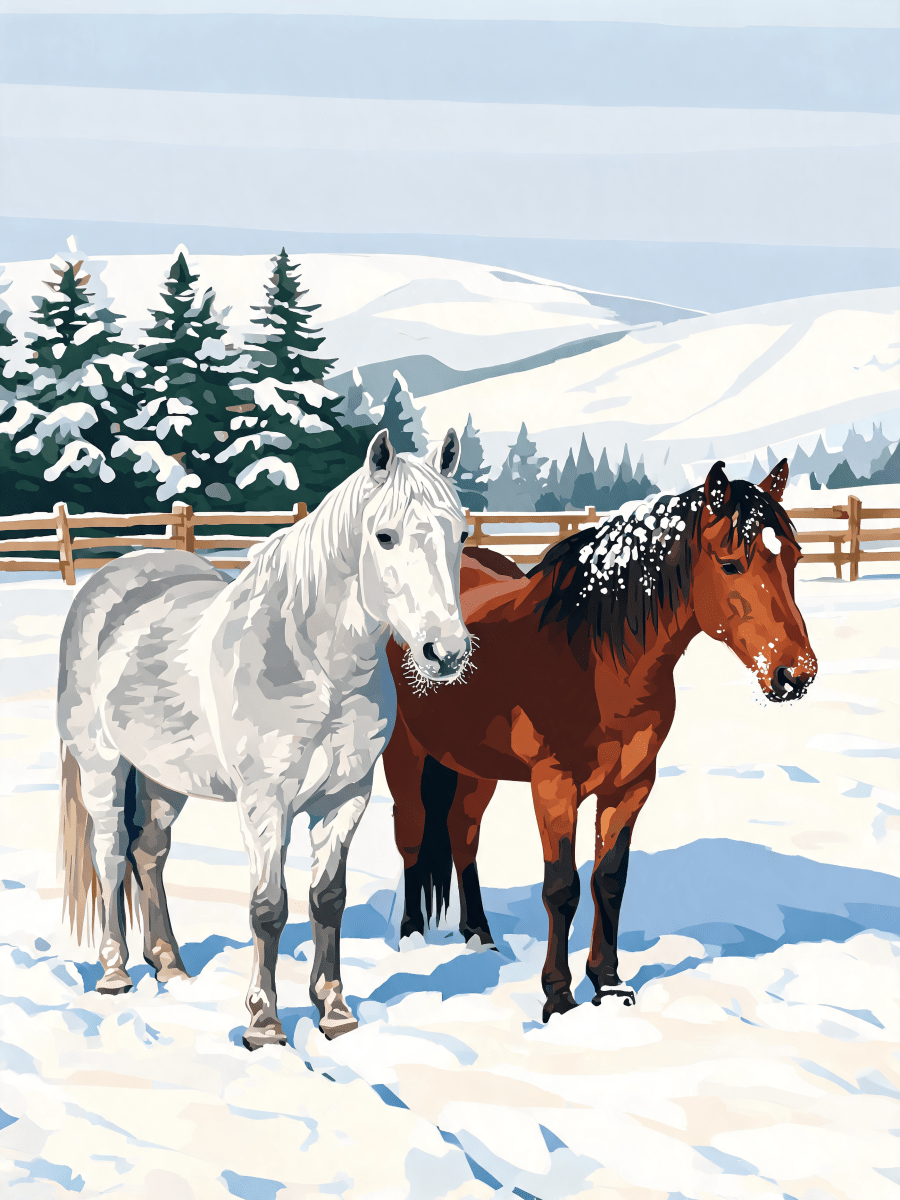 Winter Snow Horses - Escape by Numbers